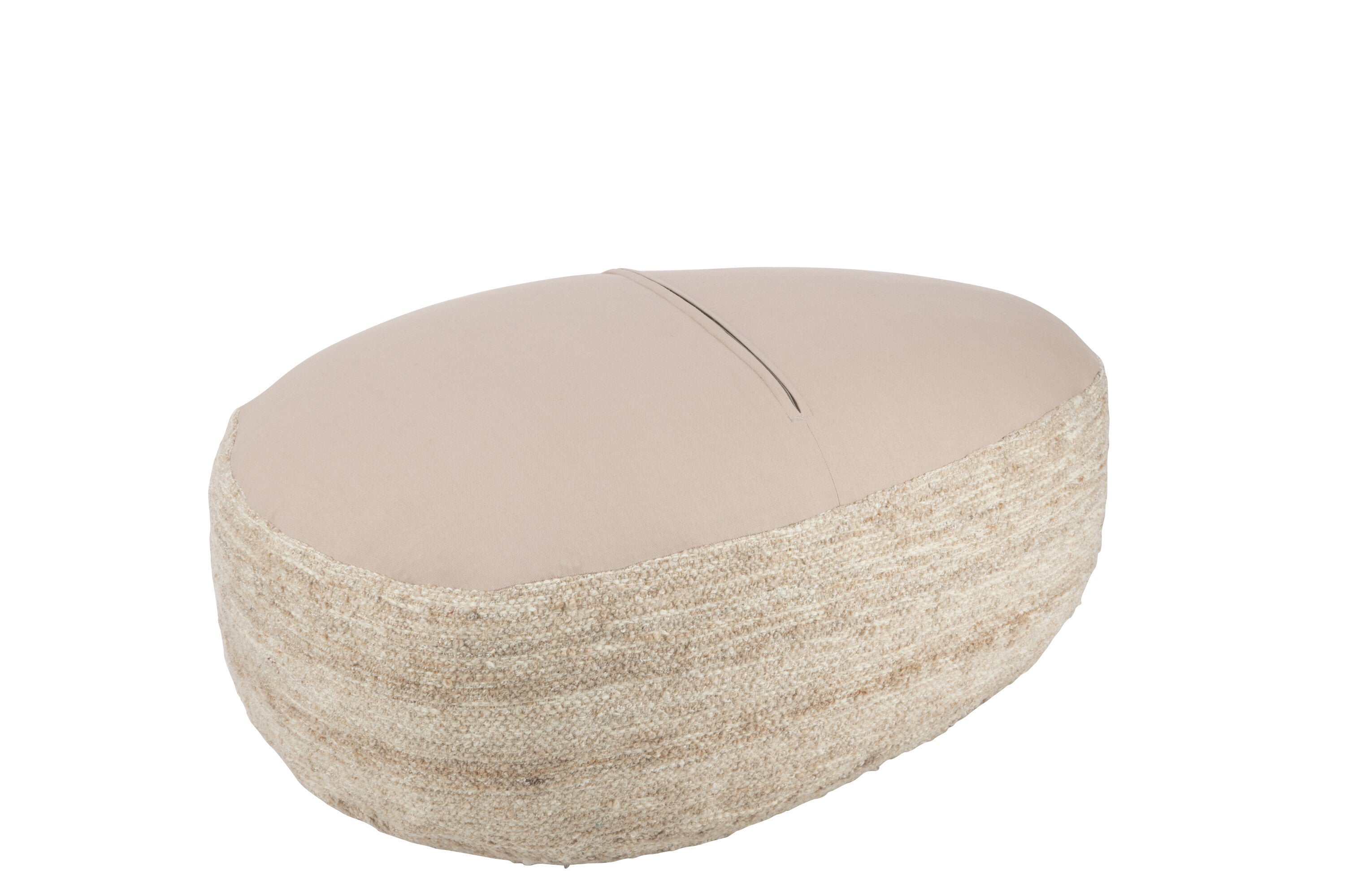 Pouf "Nelson" en tissage semi-uni laine beige