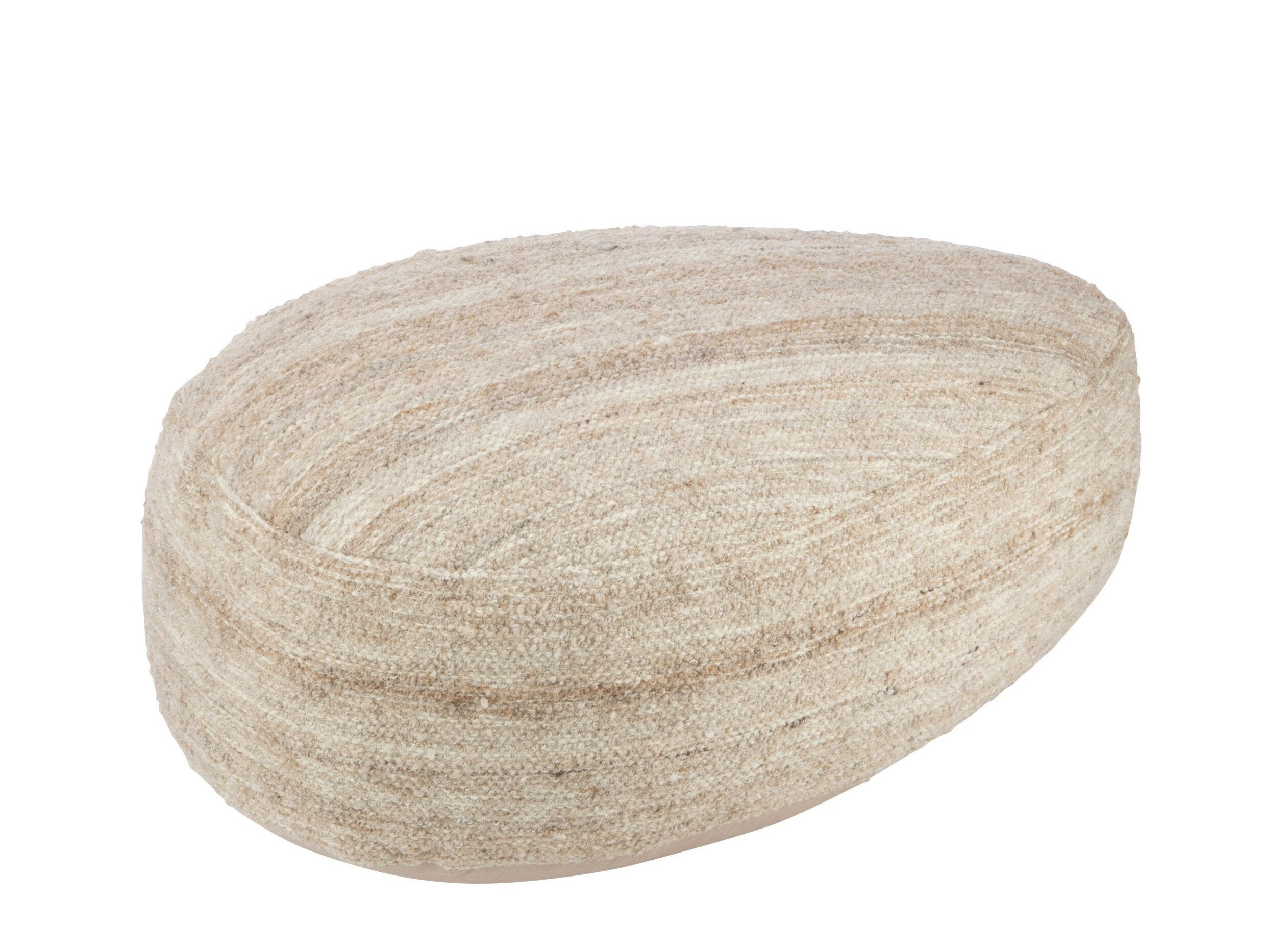 Pouf "Nelson" en tissage semi-uni laine beige