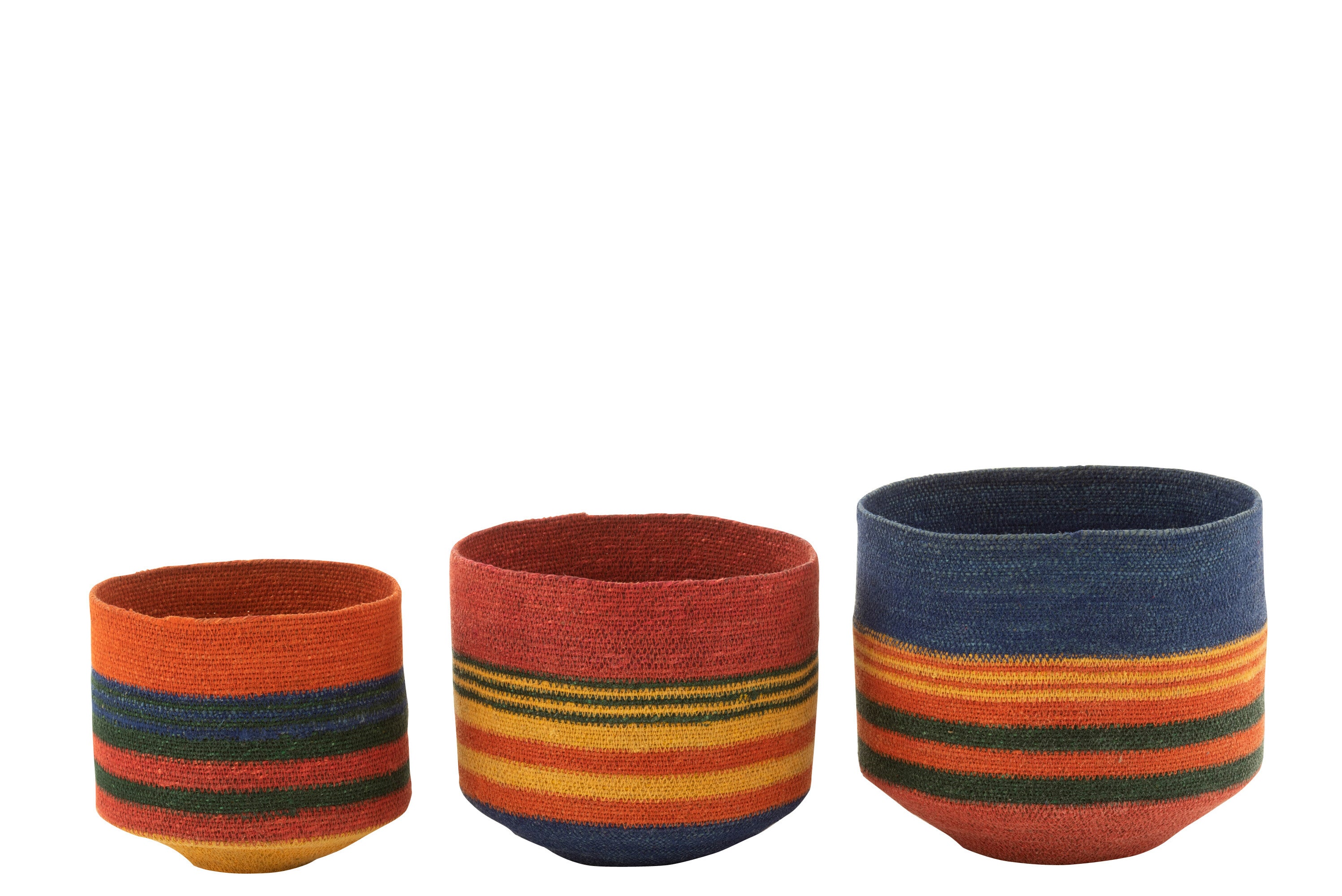 Set de 3 paniers ronds "Warna-Warni" en jonc de mer mix