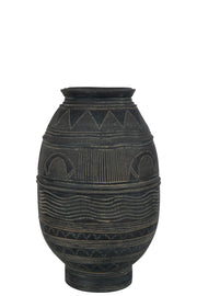 Vase "Elak Elak" en ciment noir - medium