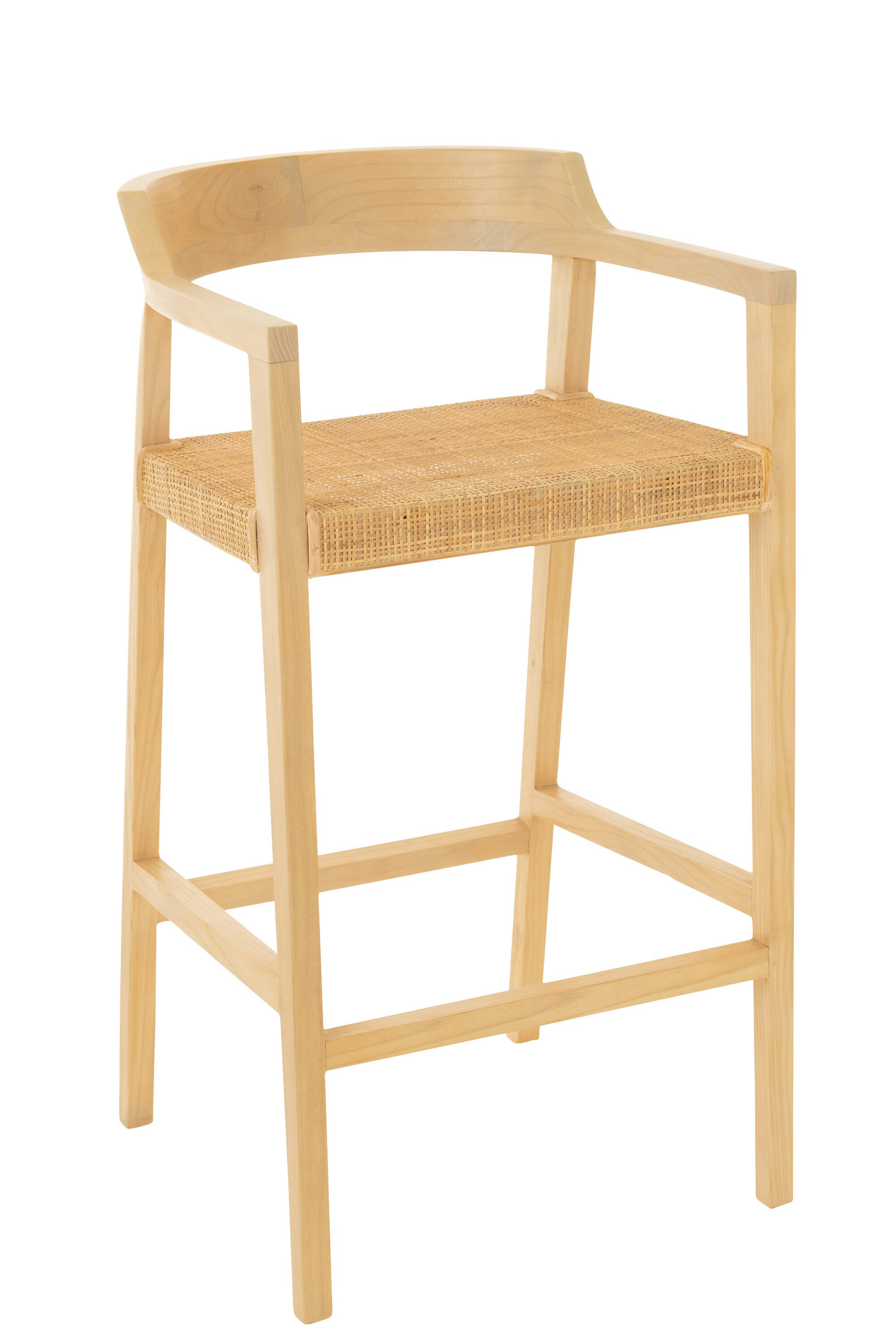 Tabouret de bar "Salangan" en teck/rotin naturel