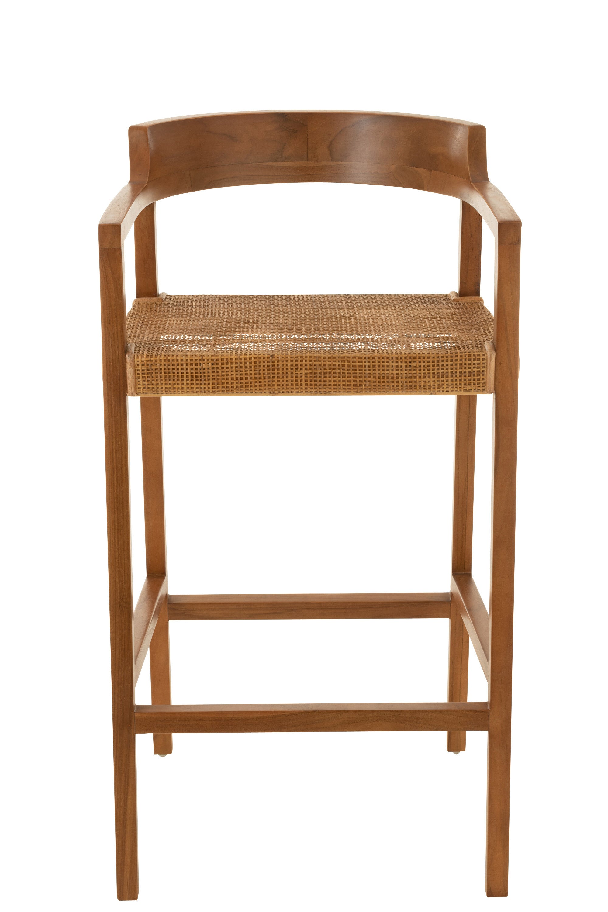 Tabouret de bar "Salangan" en teck/rotin brun