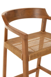 Tabouret de bar "Salangan" en teck/rotin brun