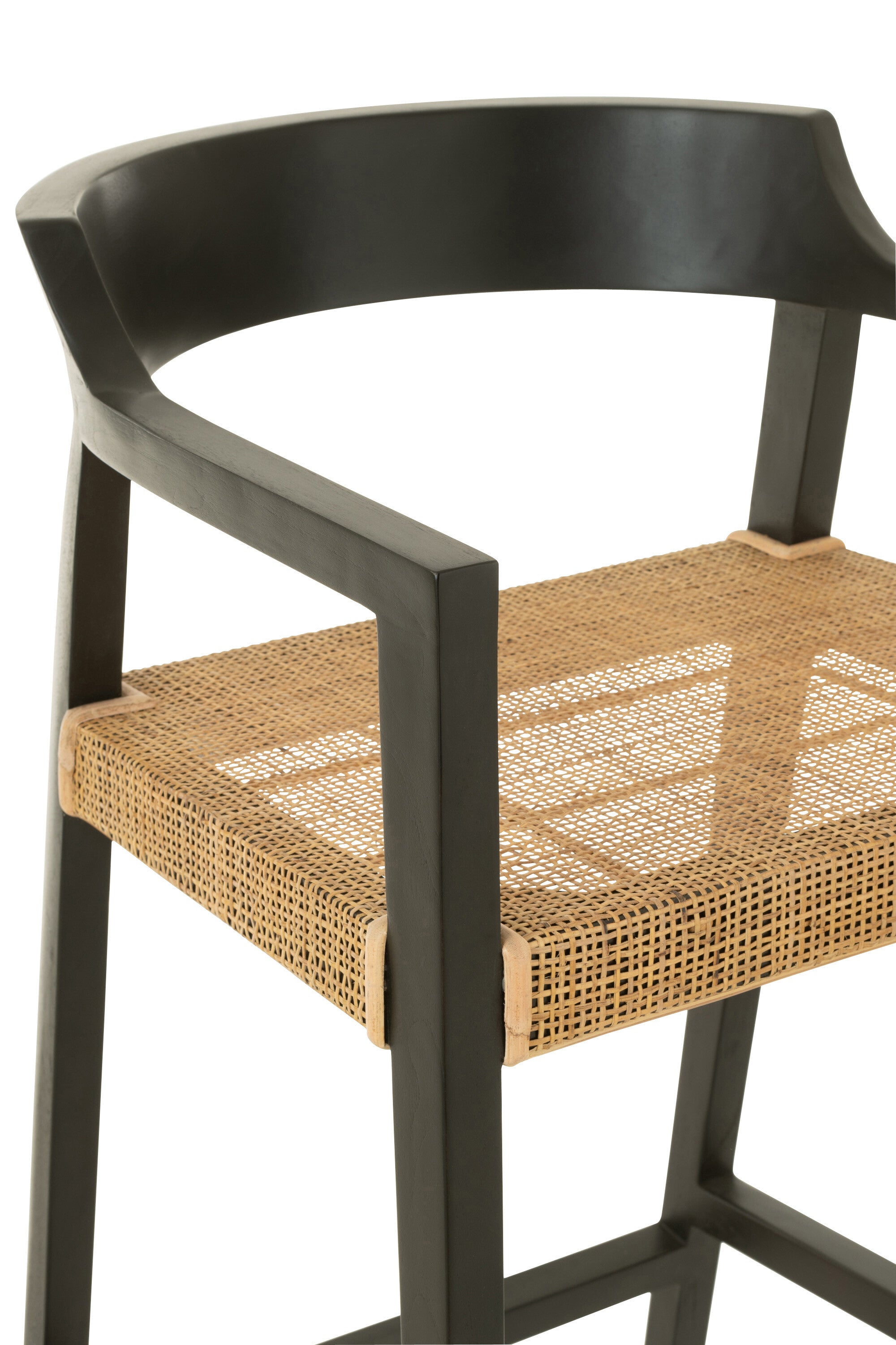 Tabouret de bar "Salangan" en teck/rotin noir