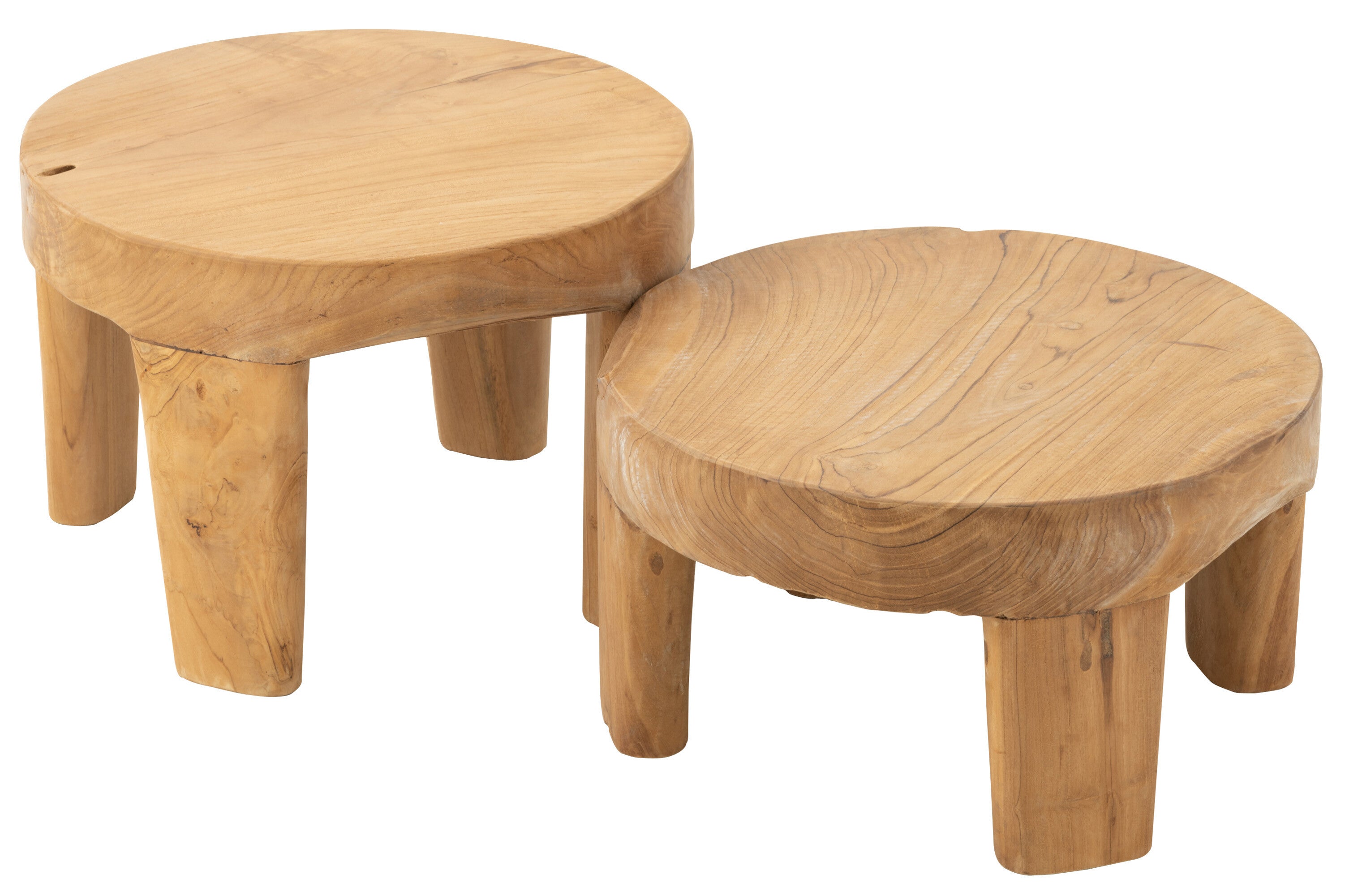 Set de 2 tables basses "Badjo" en teck recyclé naturel