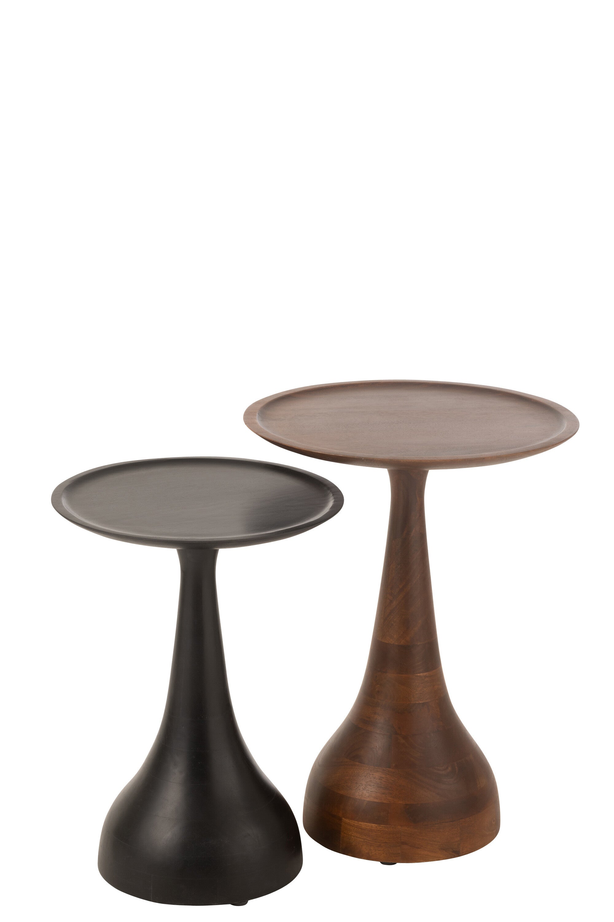 Set de 2 tables basses gigogne "Alberta" en manguier noir et brun