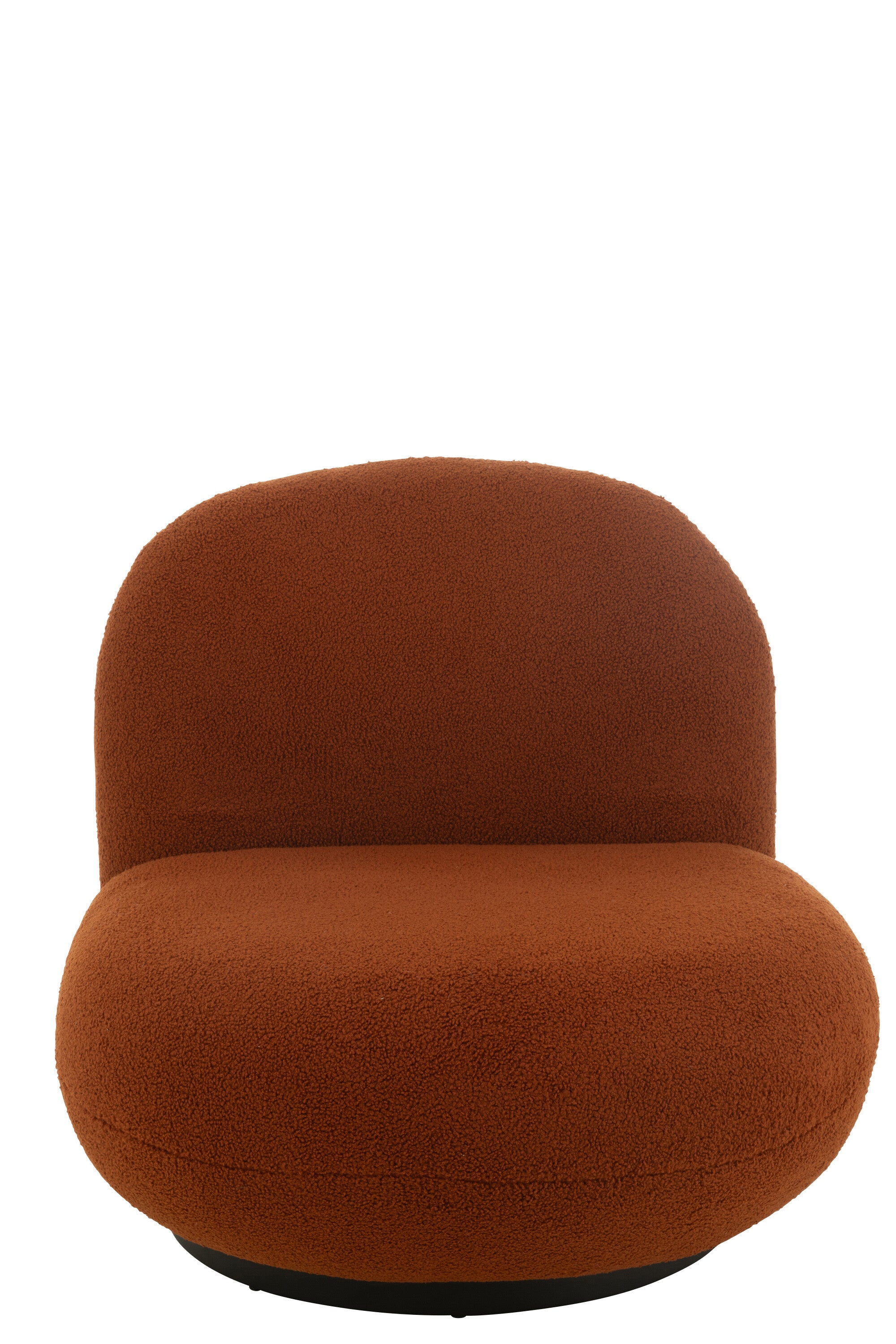 Fauteuil "Mora" en tissu bouclette orange rouille et en bois de peuplier