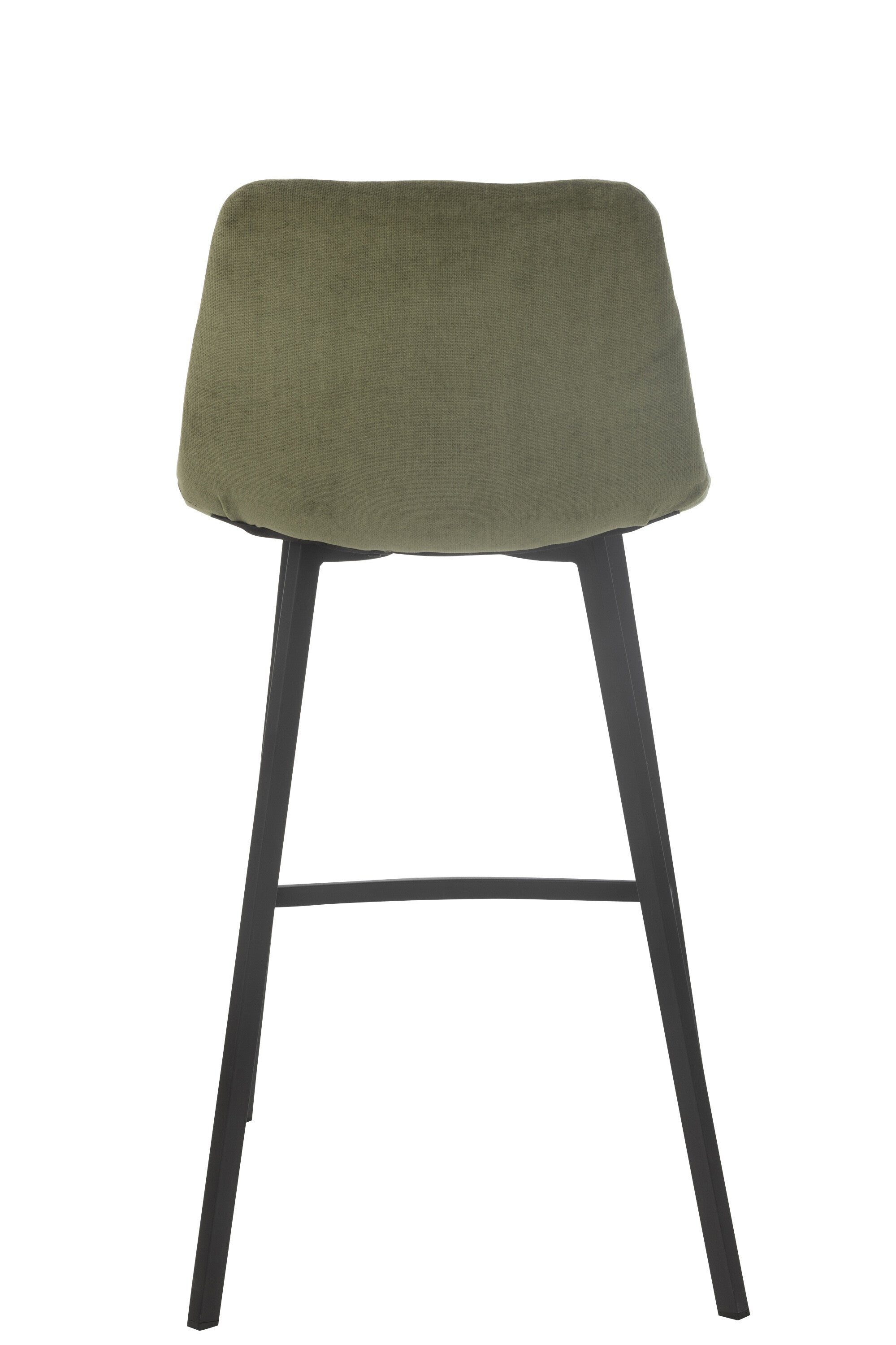 Tabouret de bar “Umea” - Assise en tissu vert, piètement métal noir | J-Line