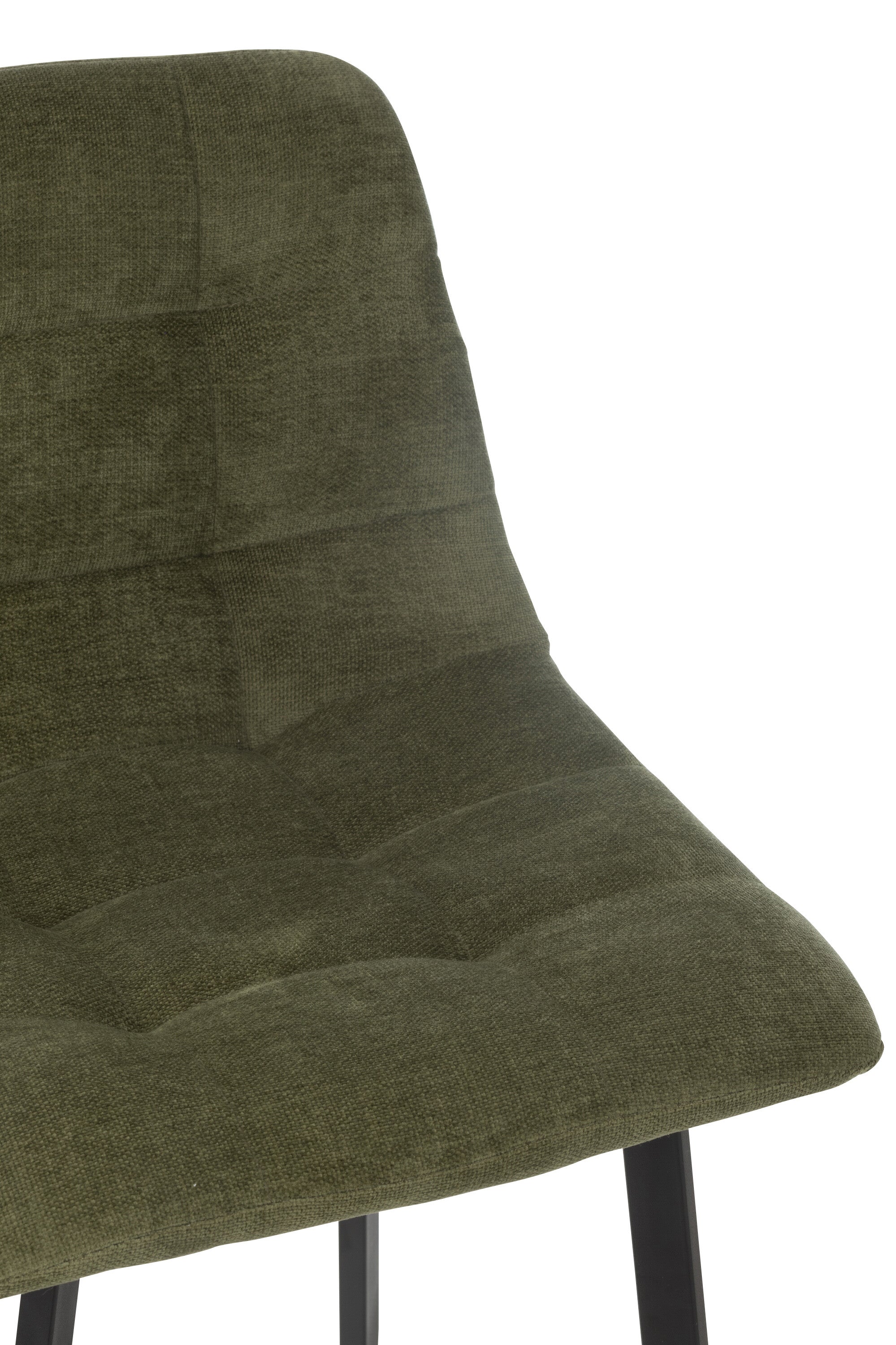 Tabouret de bar “Umea” - Assise en tissu vert, piètement métal noir | J-Line