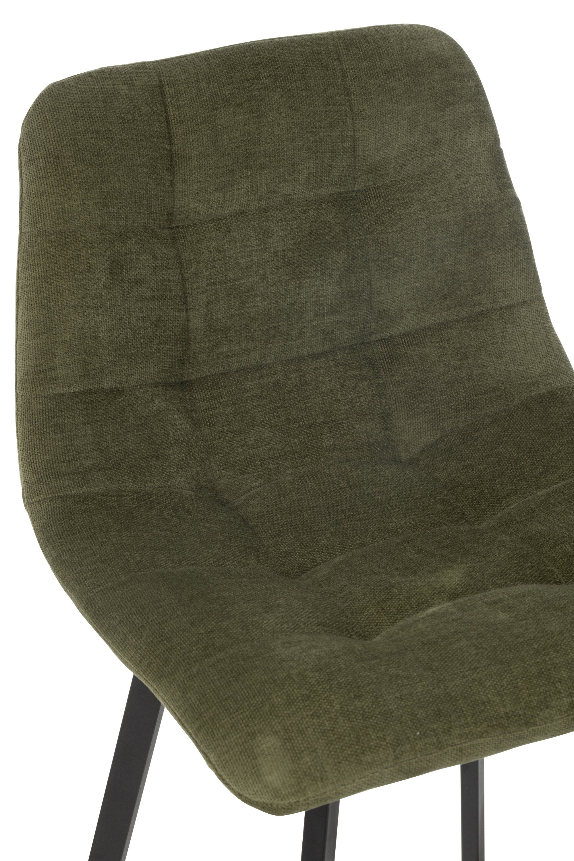 Tabouret de bar “Umea” - Assise en tissu vert, piètement métal noir | J-Line