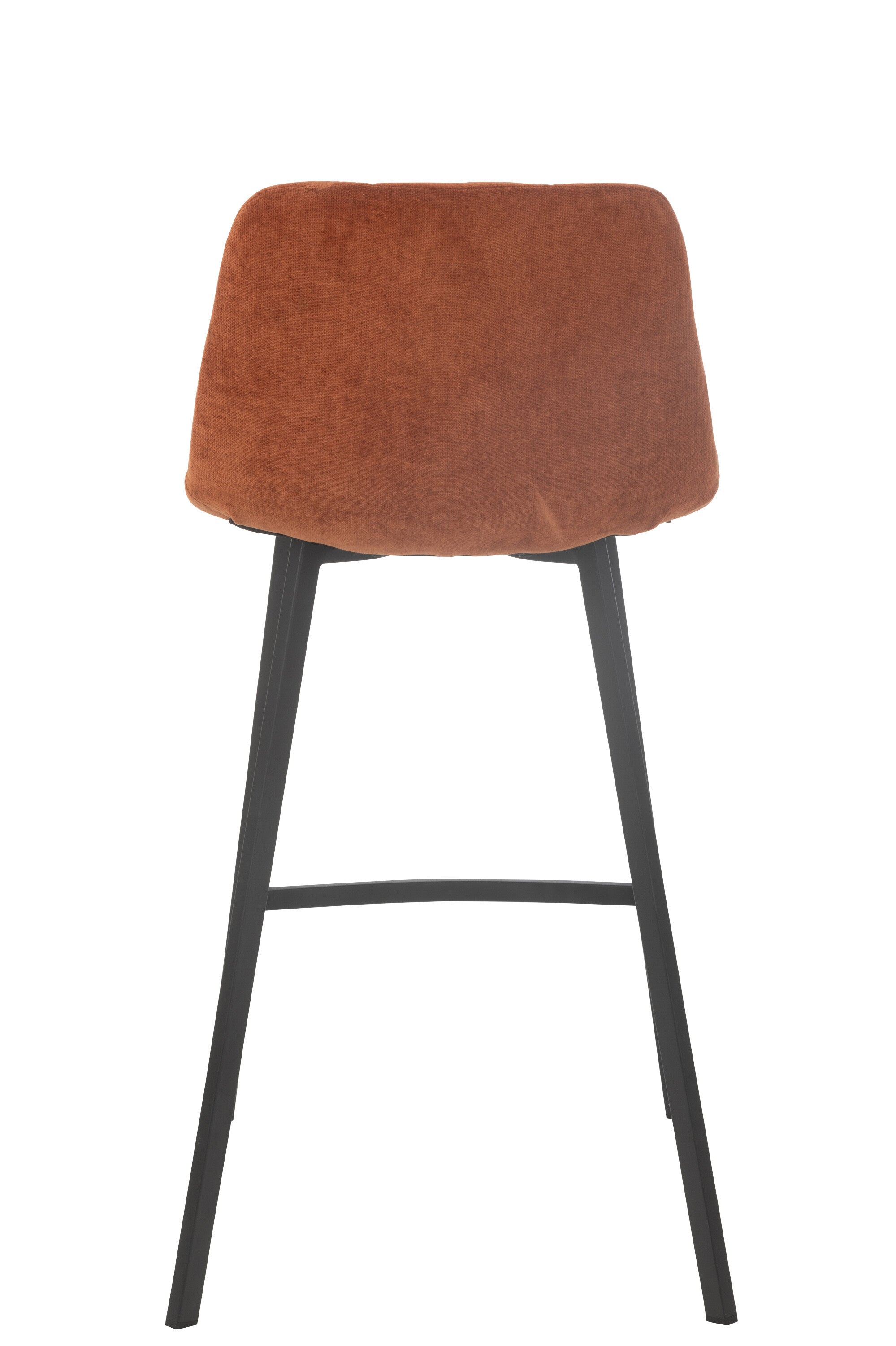Tabouret de bar “Umea” - Assise en tissu orange effet rouillé, piètement métal noir | J-Line