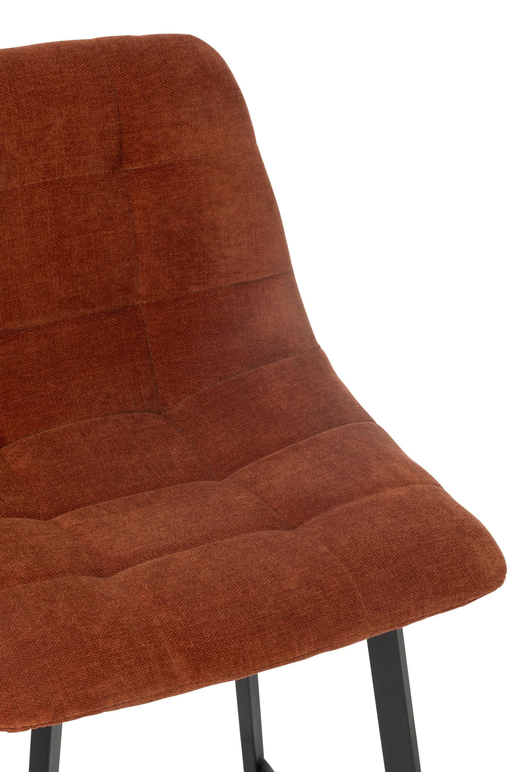 Tabouret de bar “Umea” - Assise en tissu orange effet rouillé, piètement métal noir | J-Line
