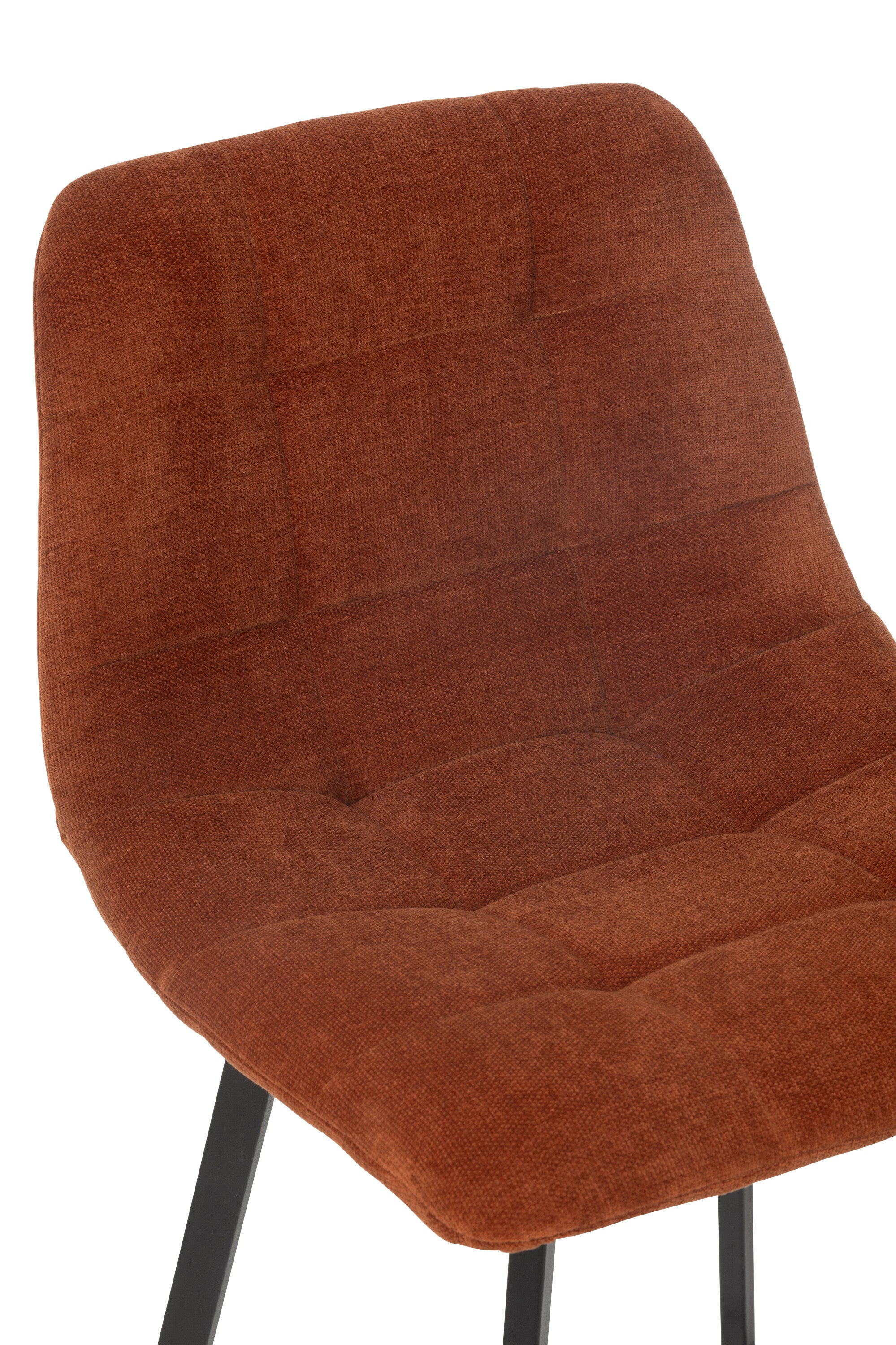 Tabouret de bar “Umea” - Assise en tissu orange effet rouillé, piètement métal noir | J-Line