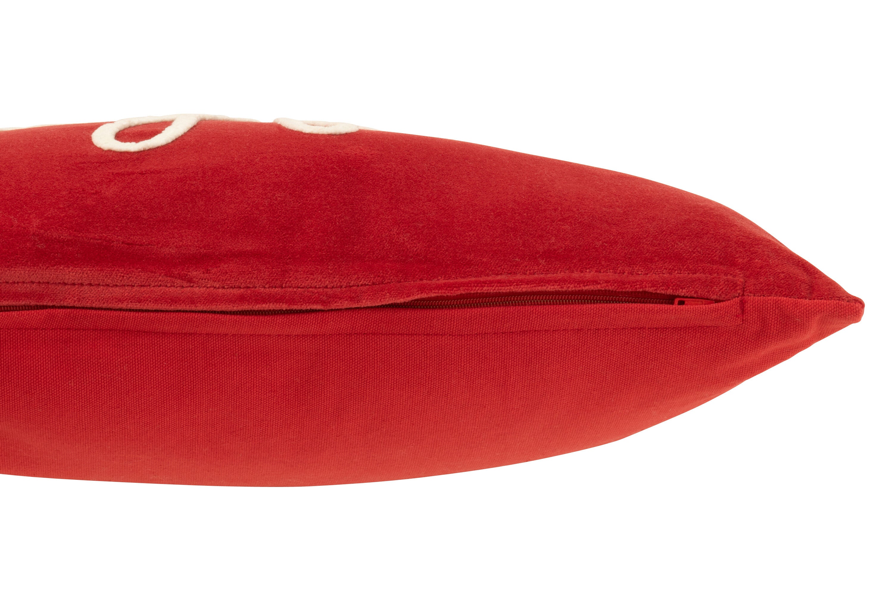 Coussin Rectangle Velours Joyeux Rouge & Blanc – Toucher Doux, Style Cosy Noël | J-Line