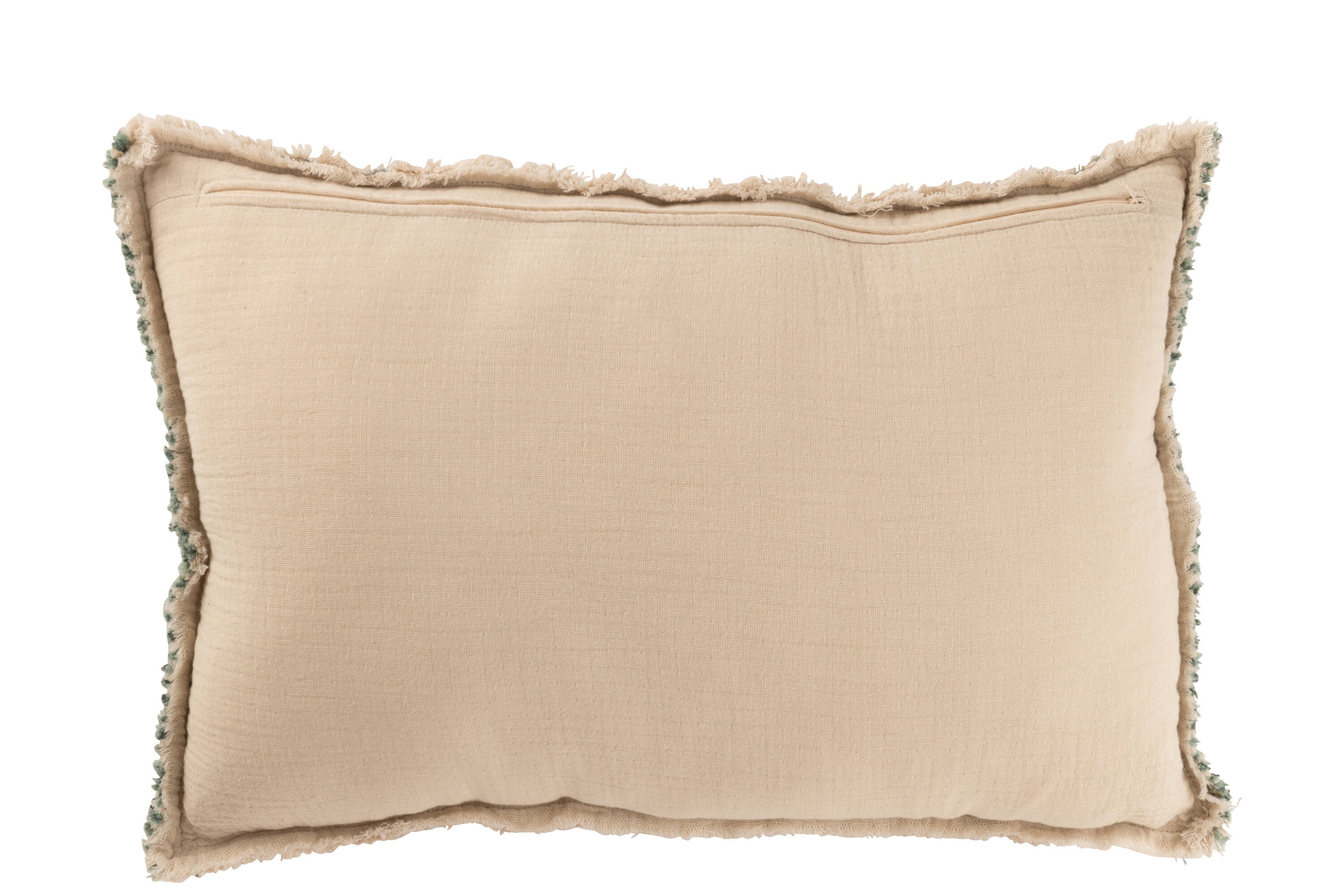 Coussin "Dallas" en coton et lin vert/beige