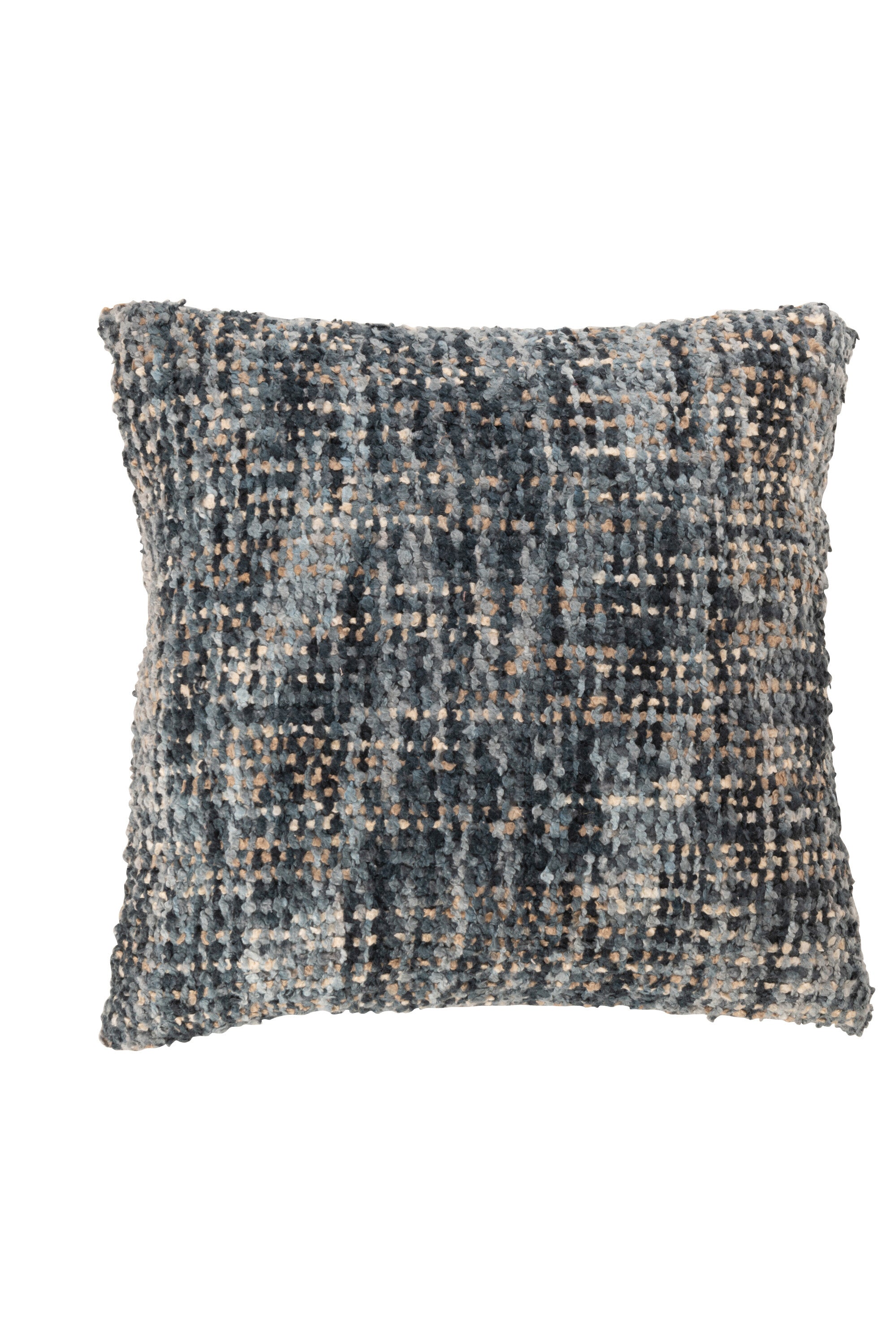 Coussin "Alexandra" en tweed acrylique bleu/blanc