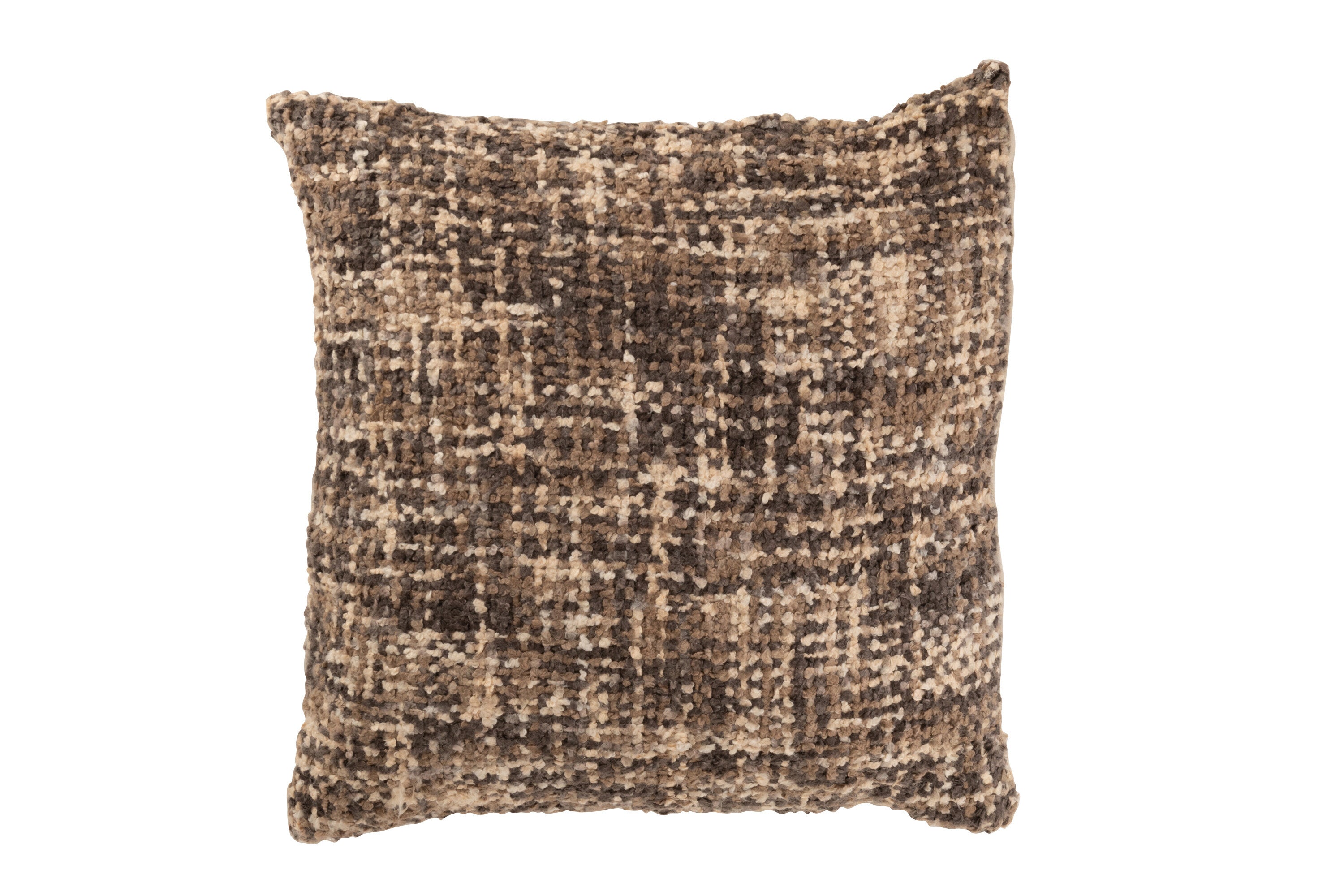 Coussin "Alexandra" en tweed acrylique brun/beige