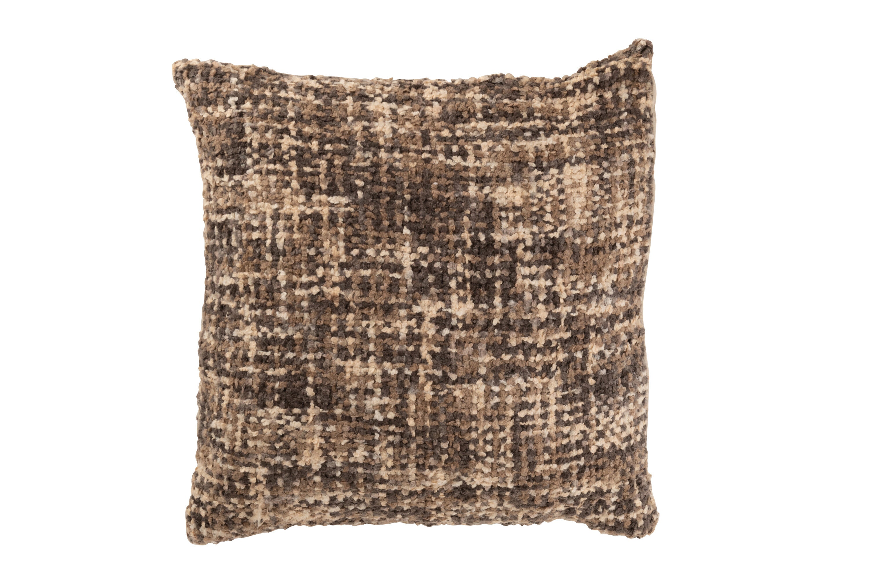 Coussin Tweed “Alexandra” – Coton Marron/Beige, Style Élégant & Cosy | J-Line