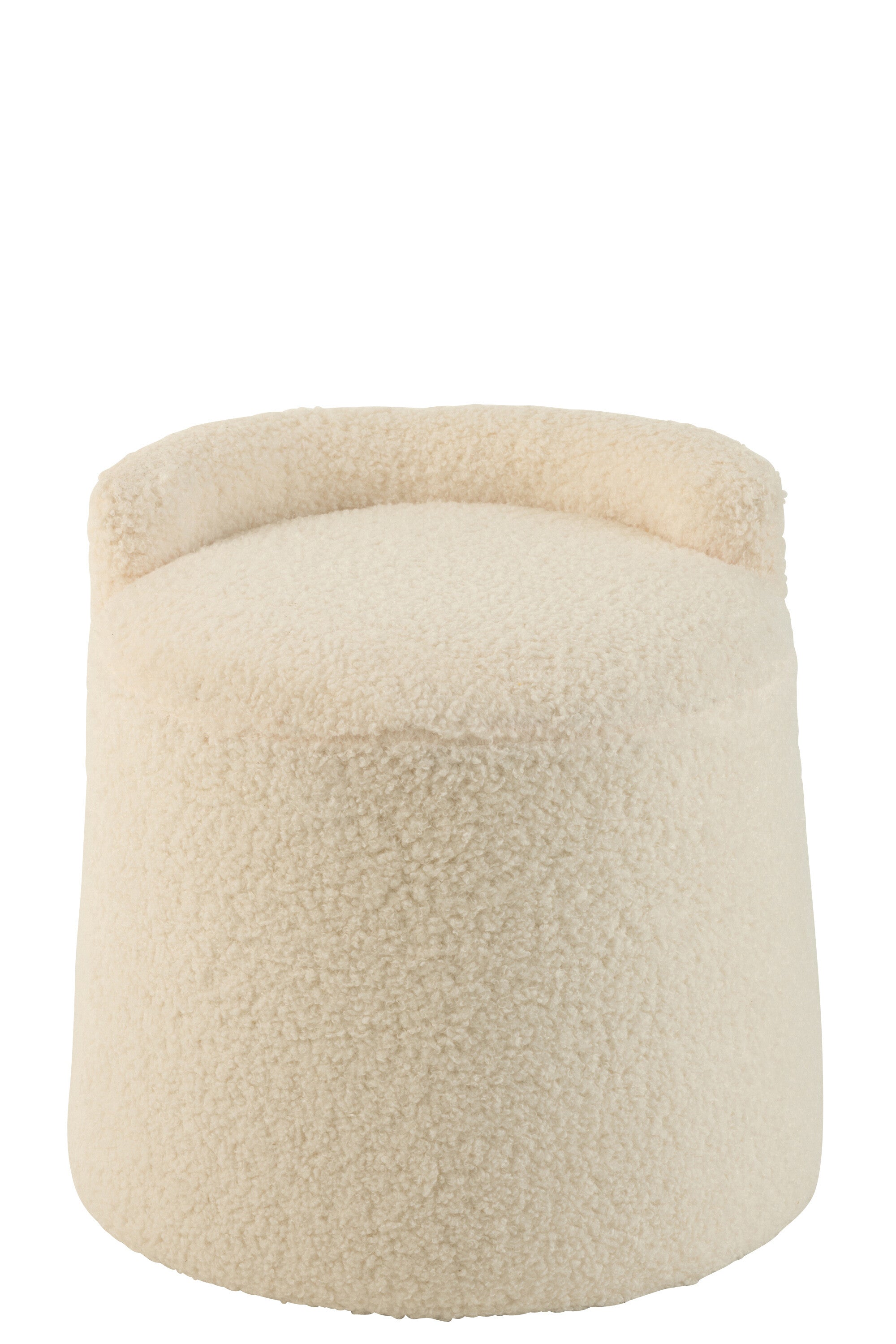 Pouf “Toddy” en bouclette blanc – Design cosy & élégant | J-Line