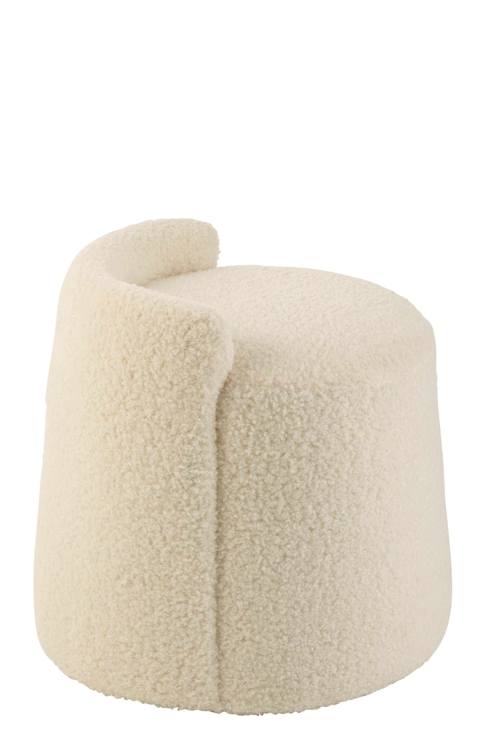 Pouf “Toddy” en bouclette blanc – Design cosy & élégant | J-Line