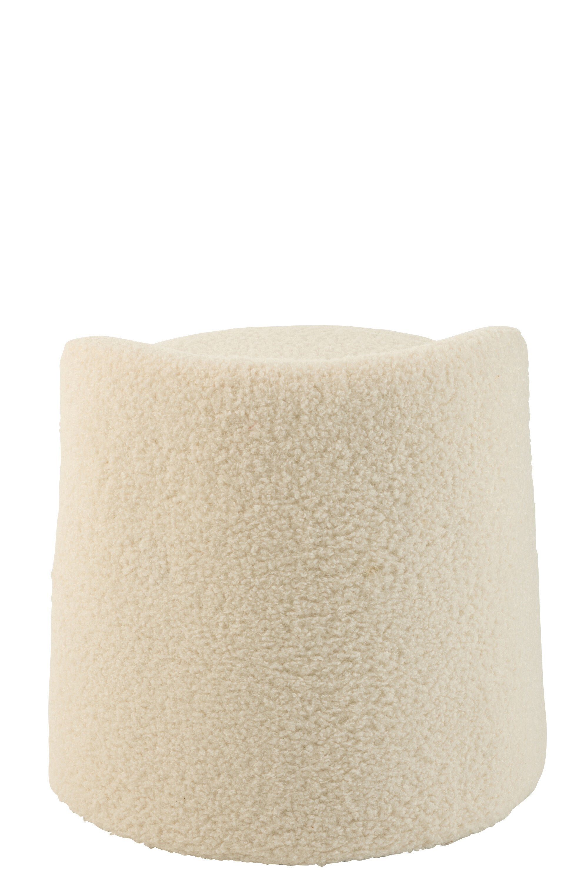 Pouf “Toddy” en bouclette blanc – Design cosy & élégant | J-Line