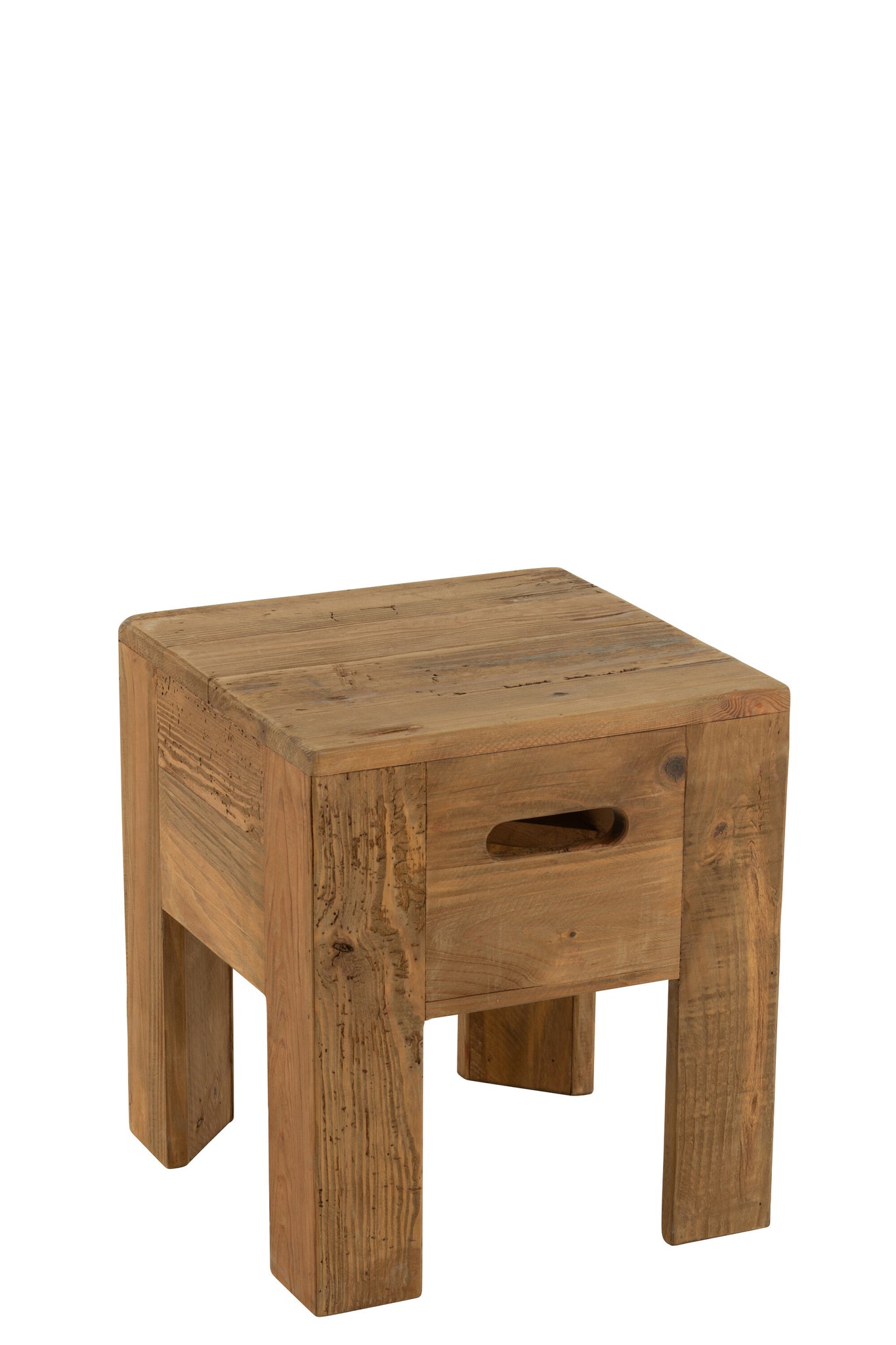 Tabouret “Willy” en pin brun – Design minimaliste, bois recyclé | J-Line
