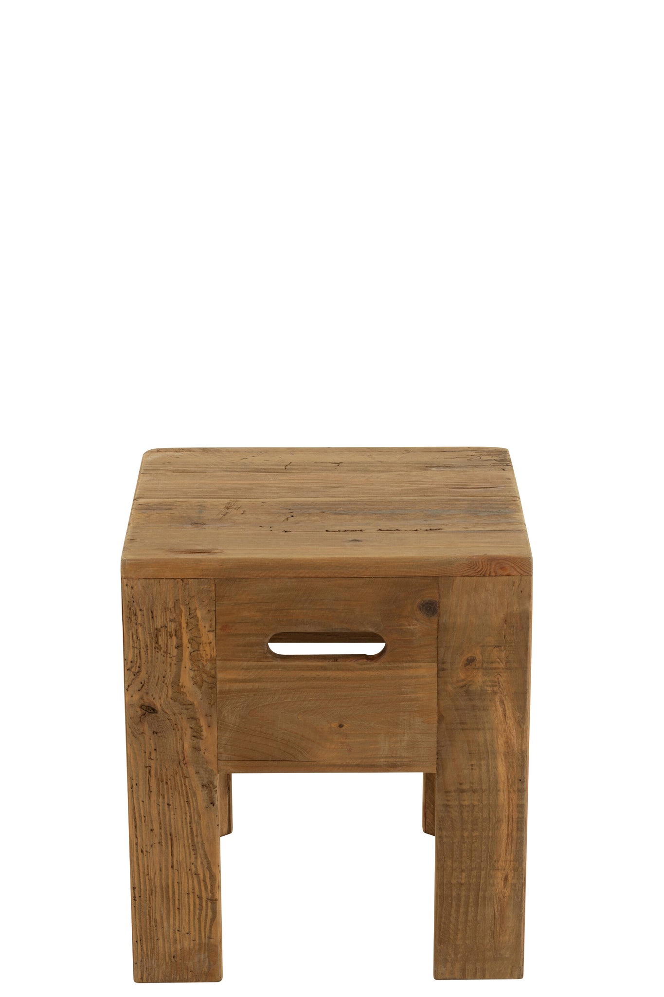 Tabouret “Willy” en pin brun – Design minimaliste, bois recyclé | J-Line