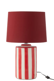 Lampe à poser "Stockholm" en porcelaine rayé rouge et blanc