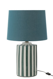 Lampe à poser "Stockholm" en porcelaine rayé vert et blanc