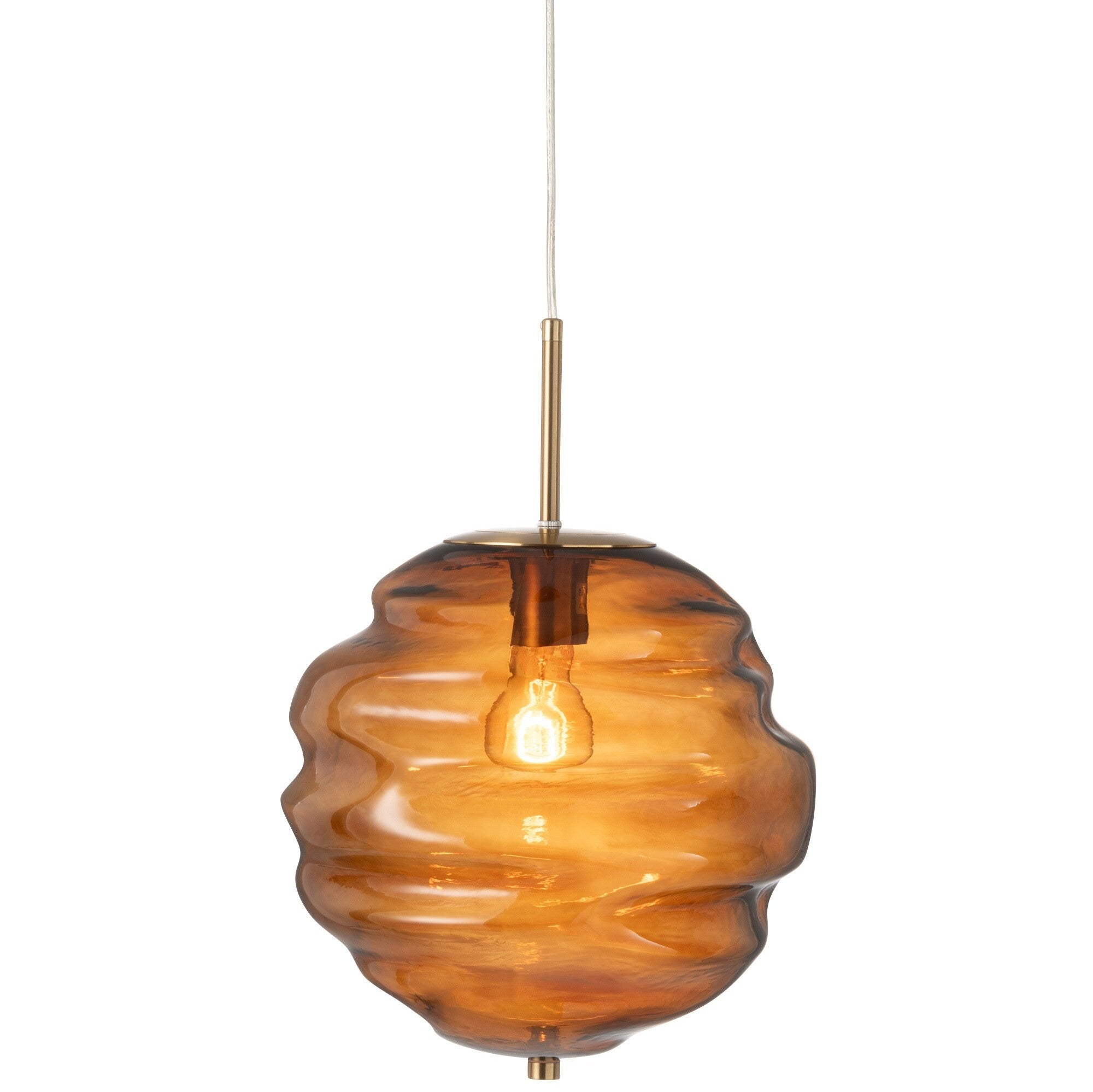 Suspension luminaire "Ruche" en verre brun