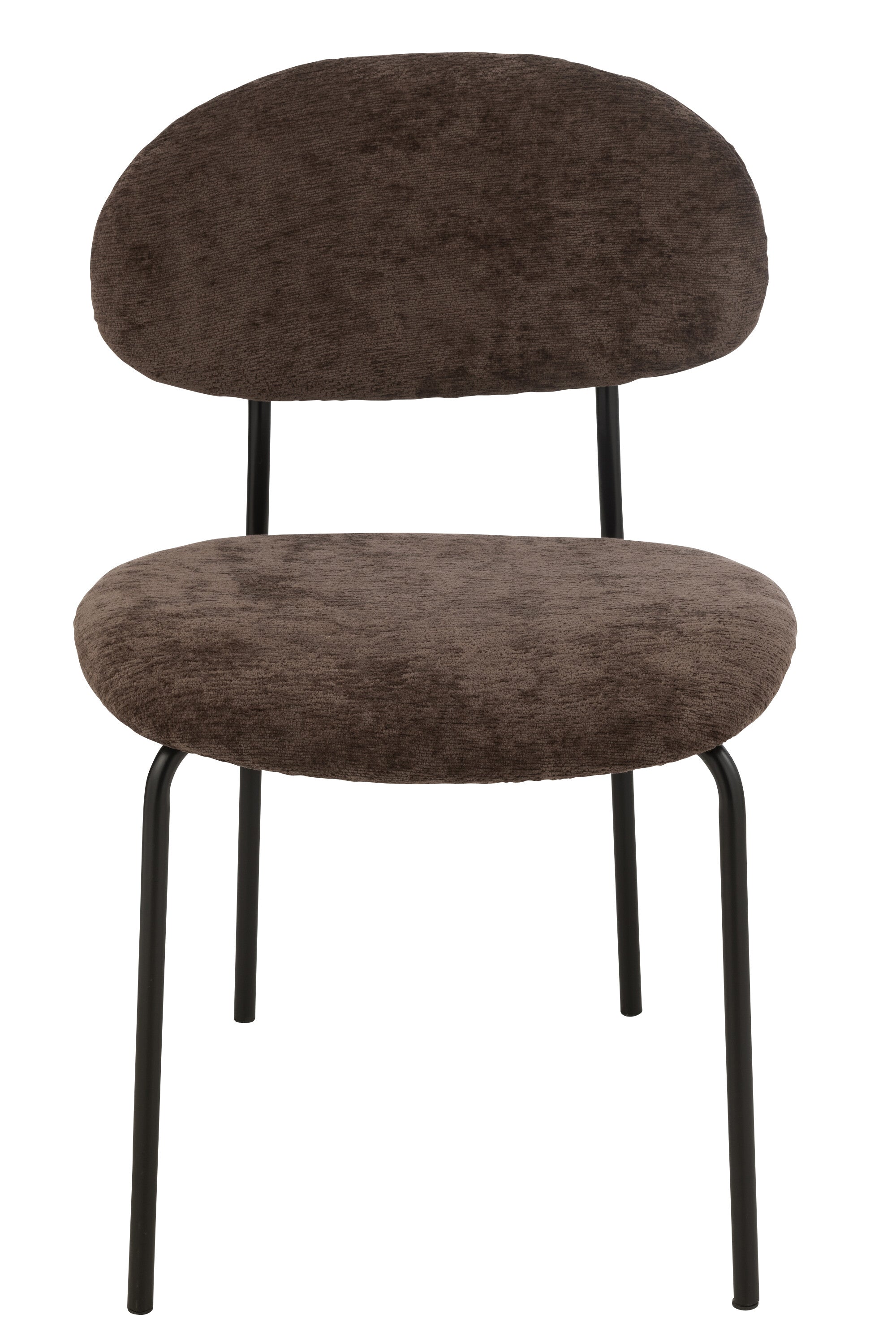 Chaise de repas “Turku” - Tissu doux marron foncé, Design cosy contemporain | J-Line
