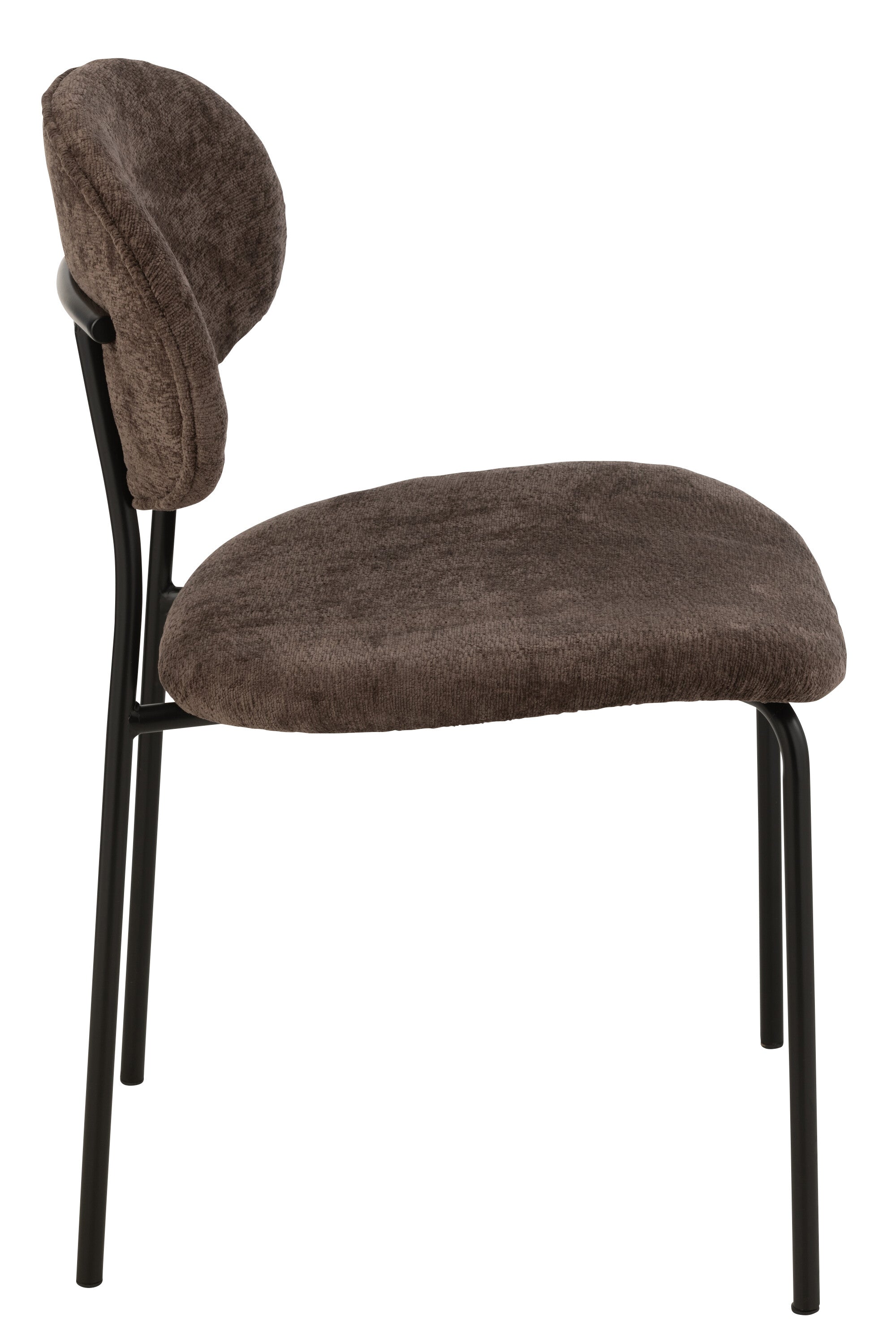 Chaise de repas “Turku” - Tissu doux marron foncé, Design cosy contemporain | J-Line