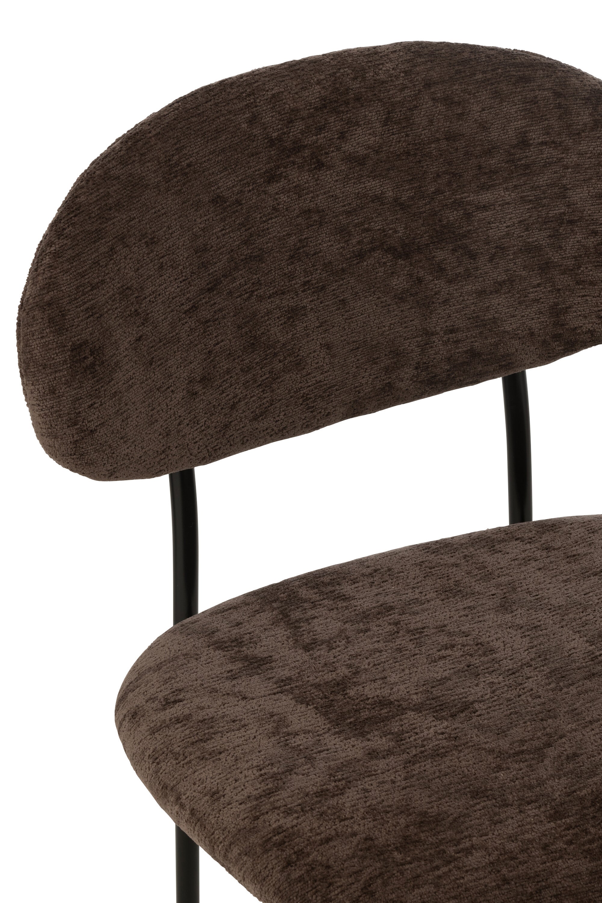 Chaise de repas “Turku” - Tissu doux marron foncé, Design cosy contemporain | J-Line