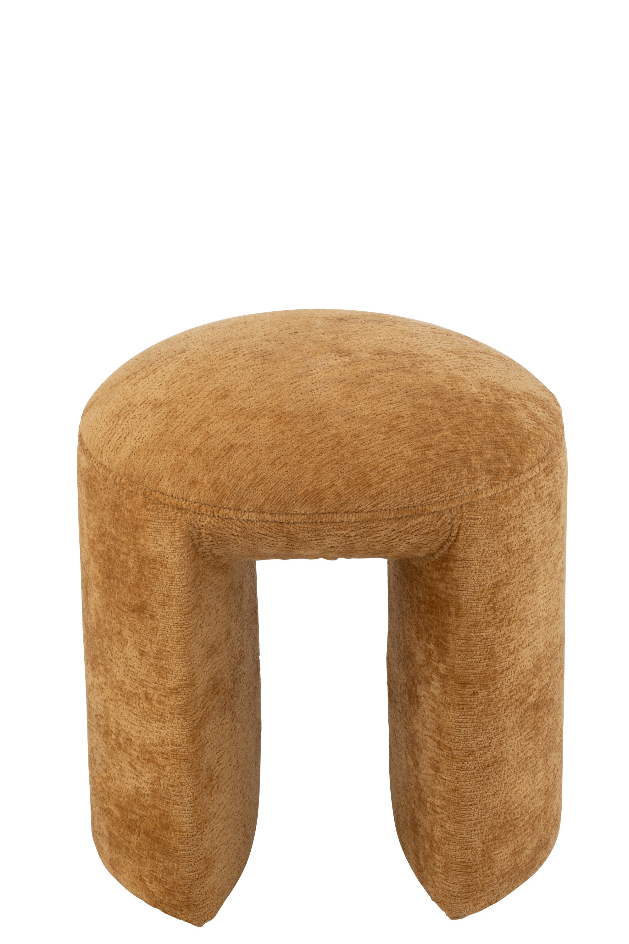 Pouf "Turku" en velours chenillé jaune ocre