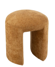 Pouf "Turku" en velours chenillé jaune ocre