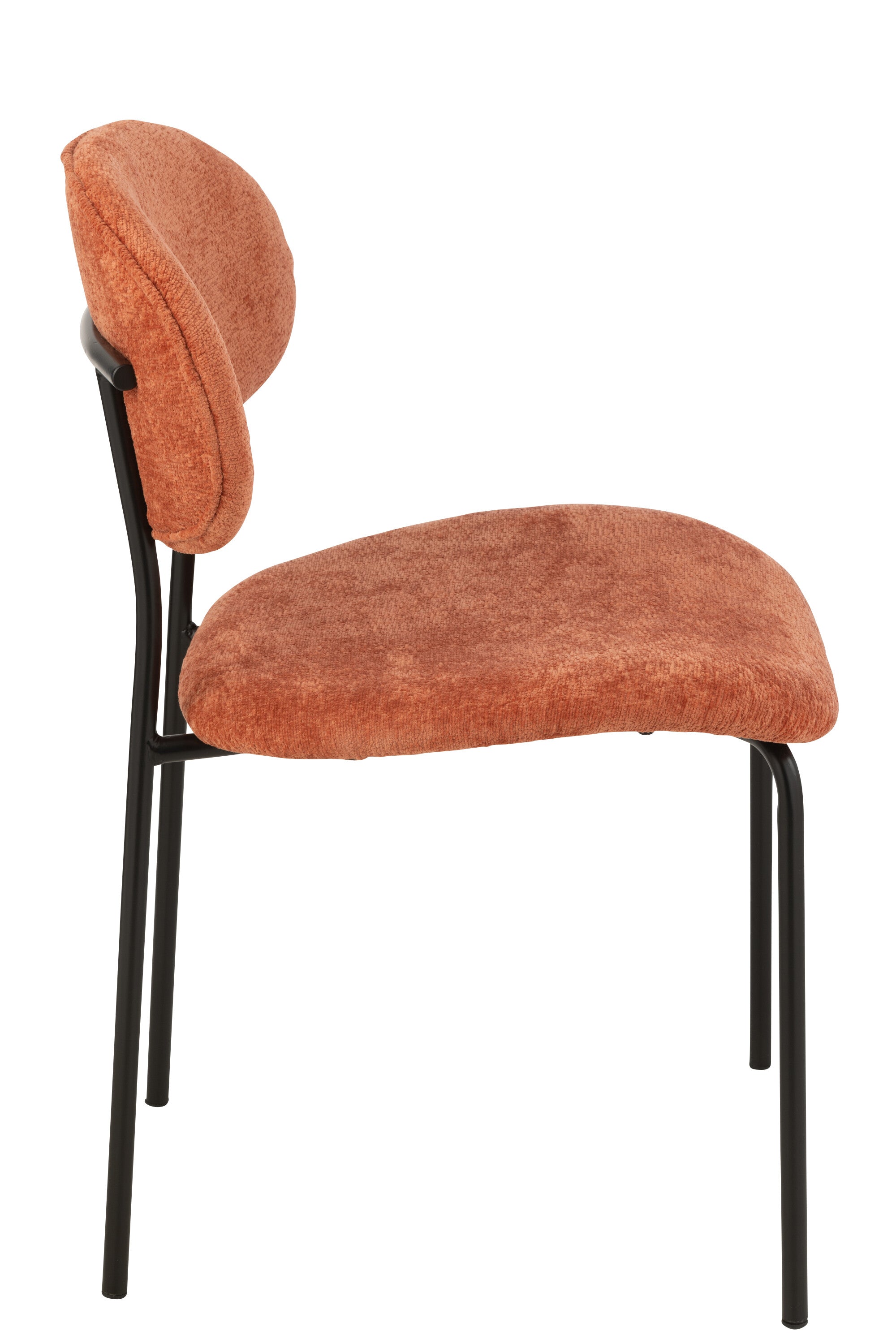 Chaise de repas “Turku” - Tissu doux orange effet rouillé, Design cosy contemporain | J-Line