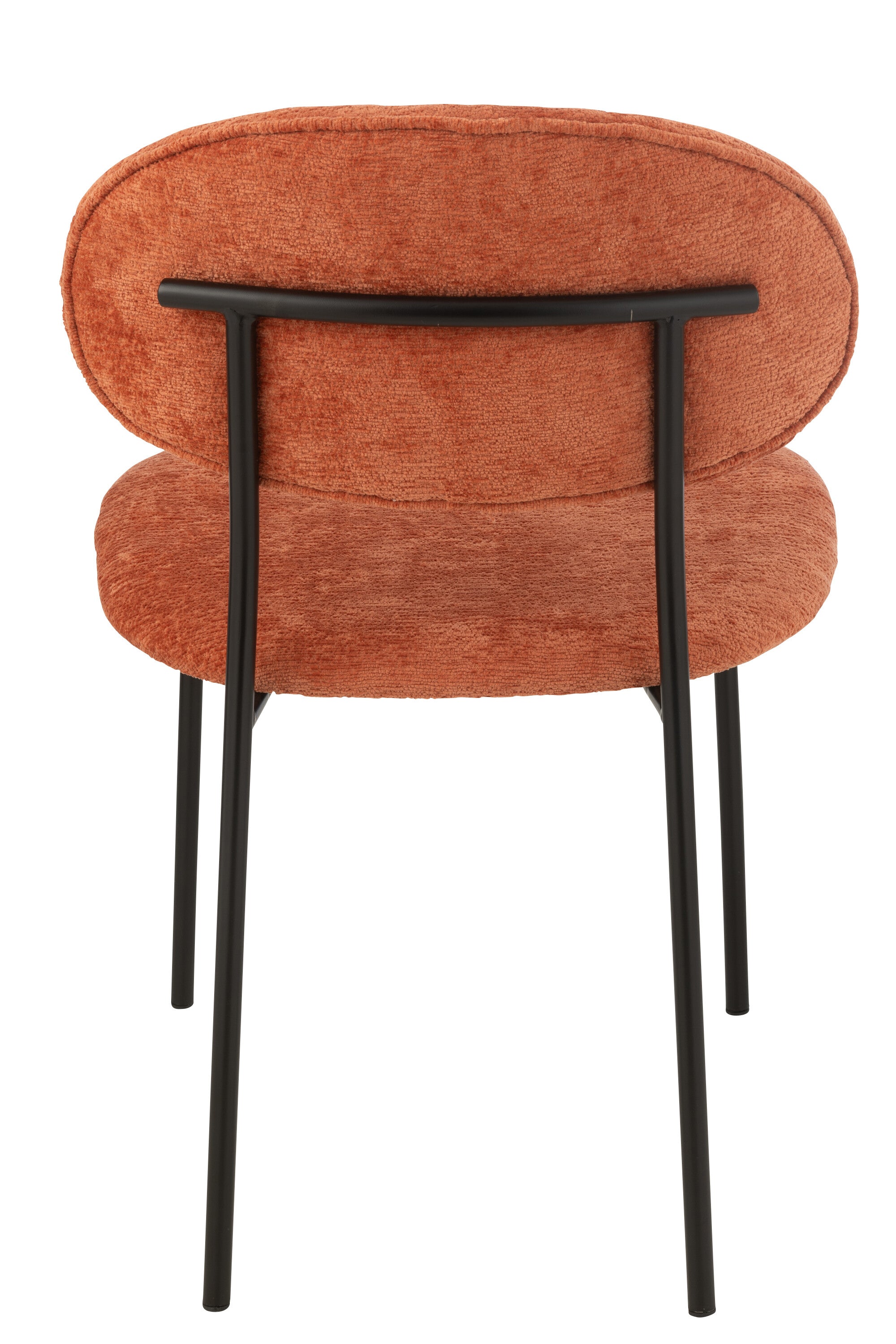 Chaise de repas “Turku” - Tissu doux orange effet rouillé, Design cosy contemporain | J-Line