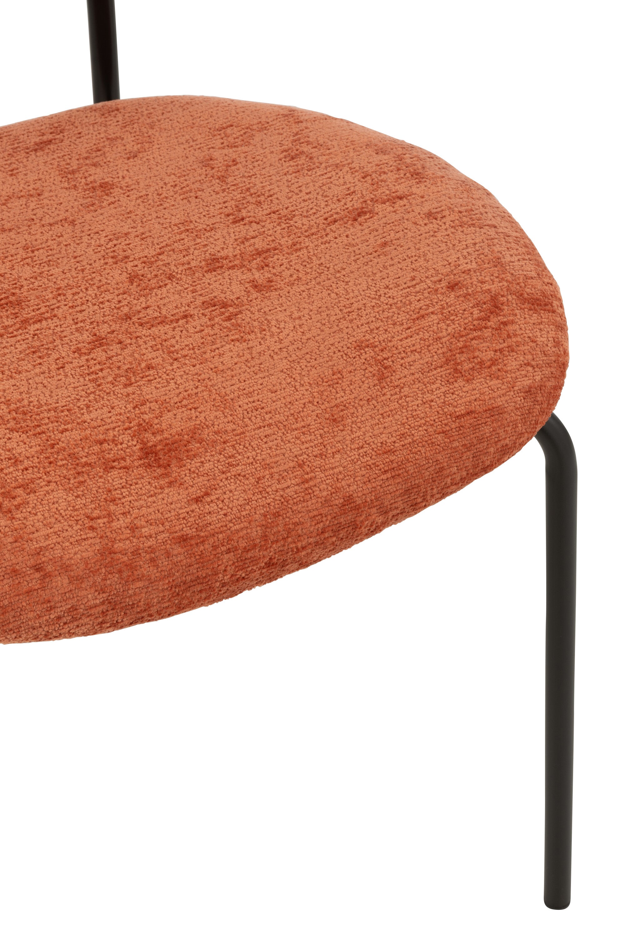 Chaise de repas “Turku” - Tissu doux orange effet rouillé, Design cosy contemporain | J-Line