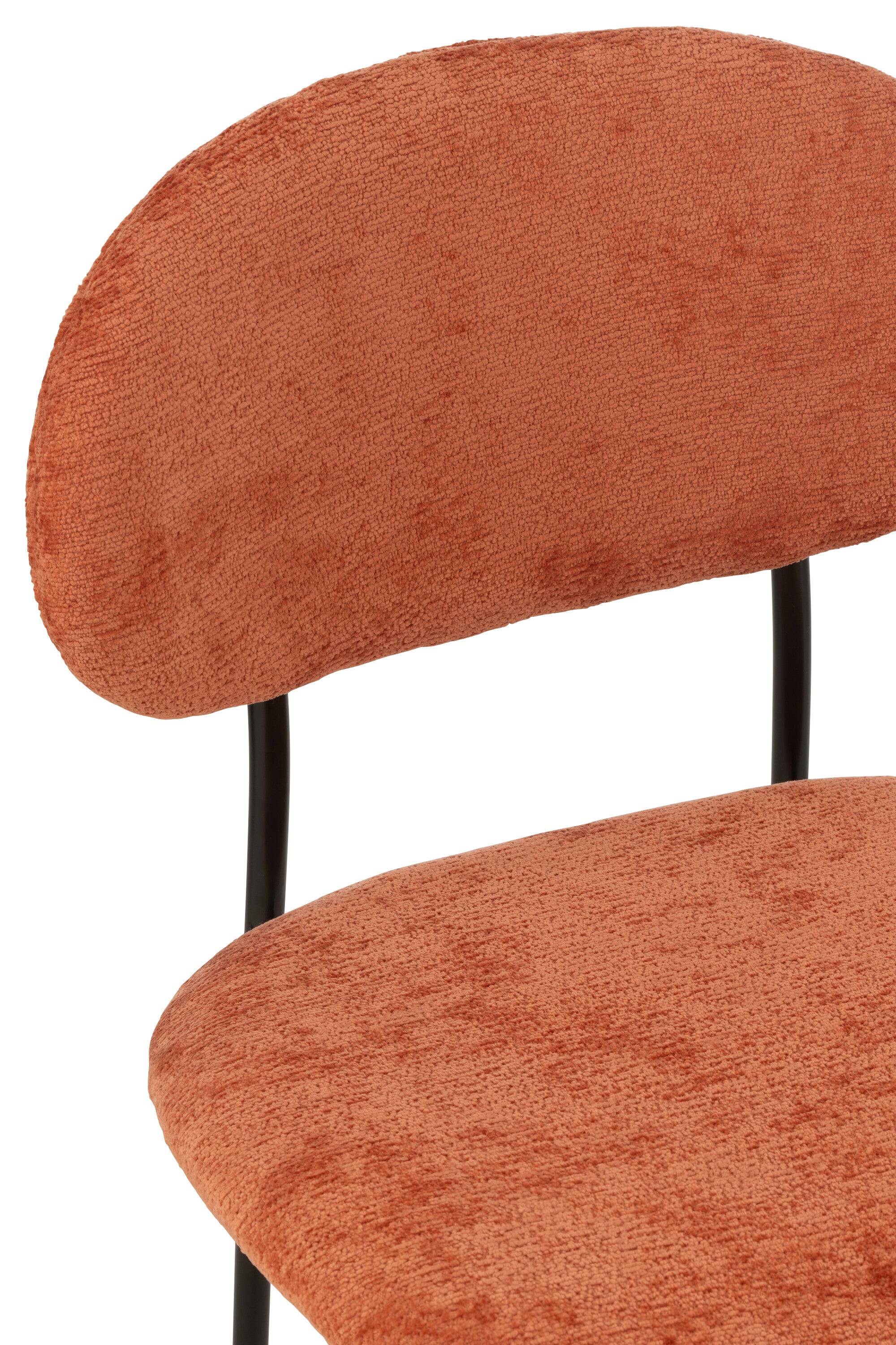 Chaise de repas “Turku” - Tissu doux orange effet rouillé, Design cosy contemporain | J-Line