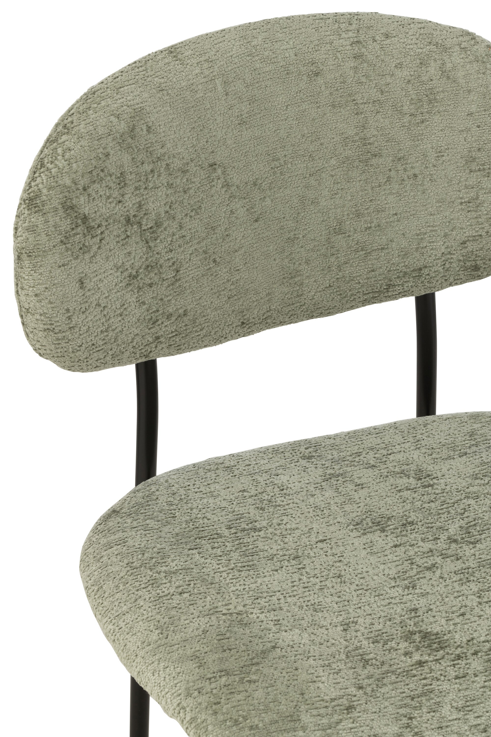 Chaise de repas “Turku” - Tissu doux vert menthe, Design cosy contemporain | J-Line