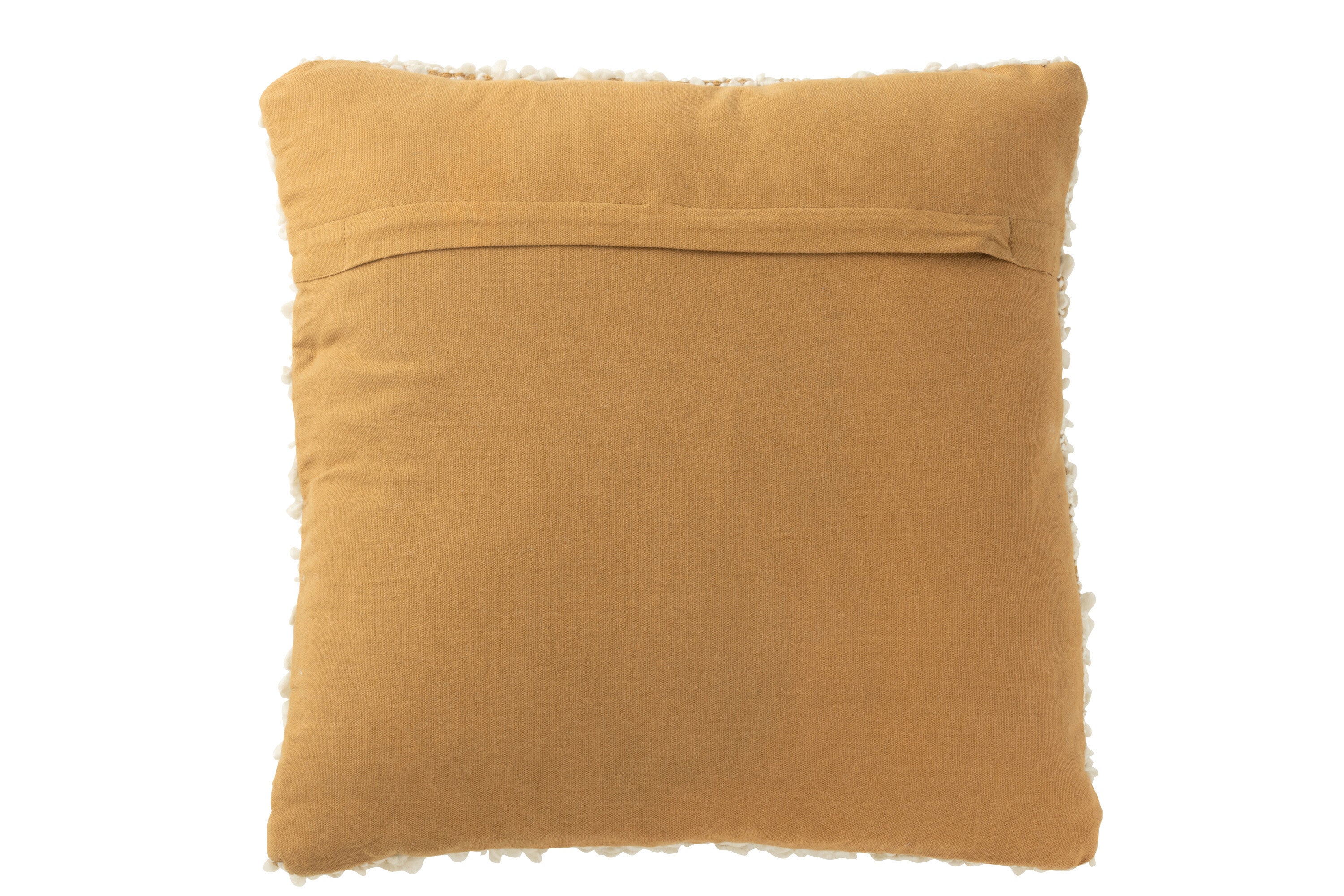 Coussin en bouclette carré coton camel/crème – Minimaliste, Cosy | J-Line