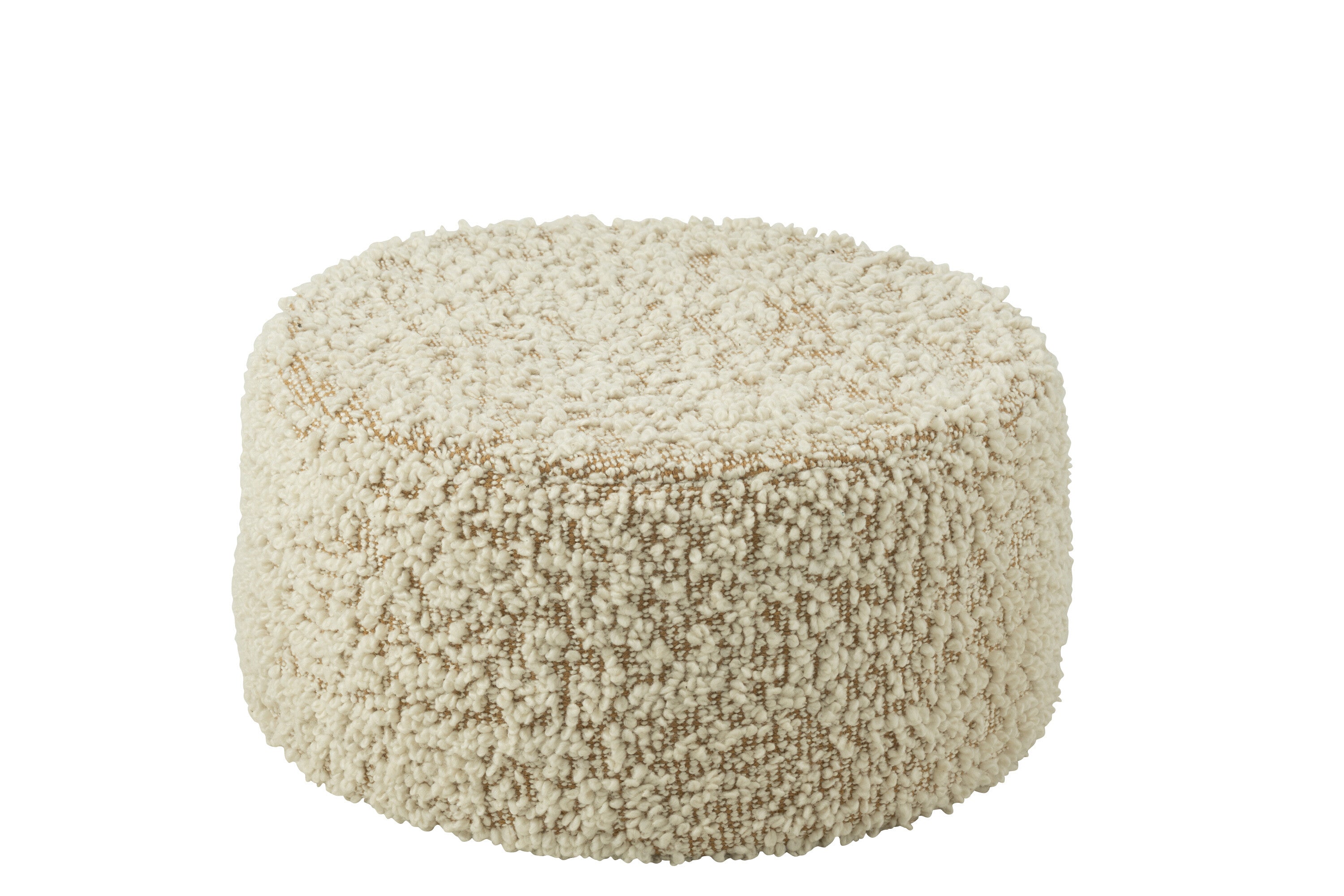 Pouf "Boden" en bouclette blanc et camel