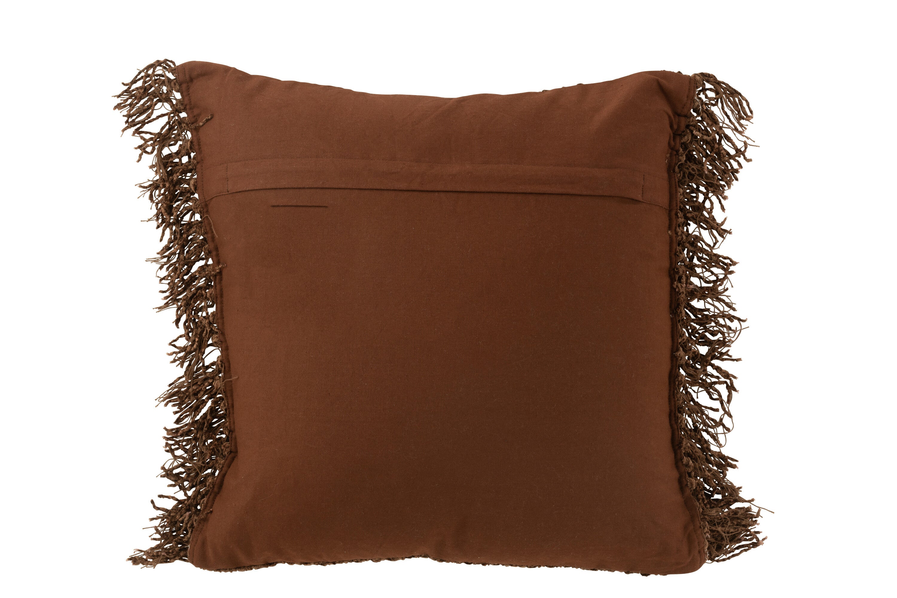 Coussin "Tromso" tissé franges brun