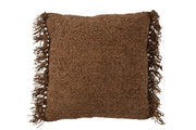 Coussin "Tromso" tissé franges brun