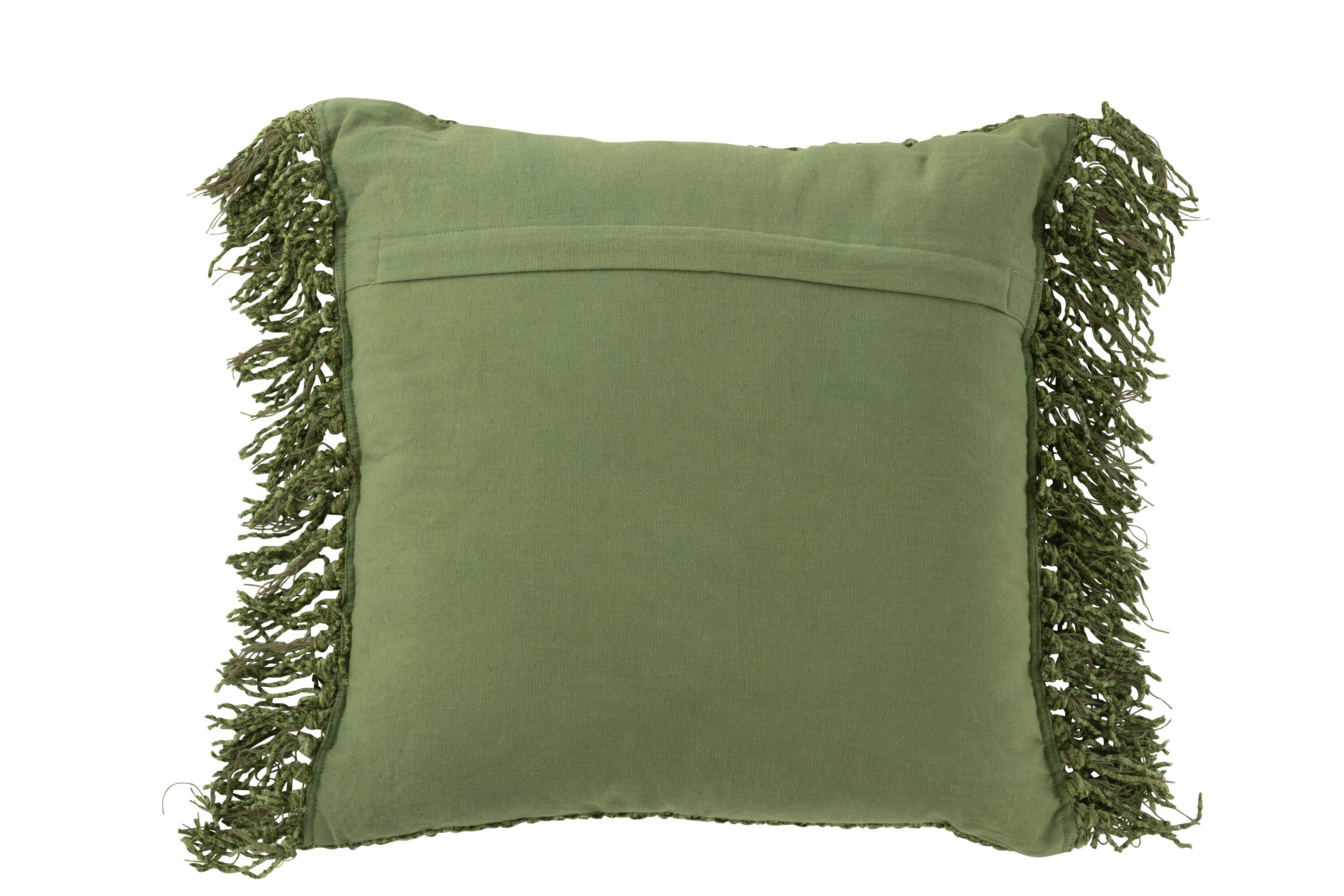 Coussin "Tromso" tissé franges vert