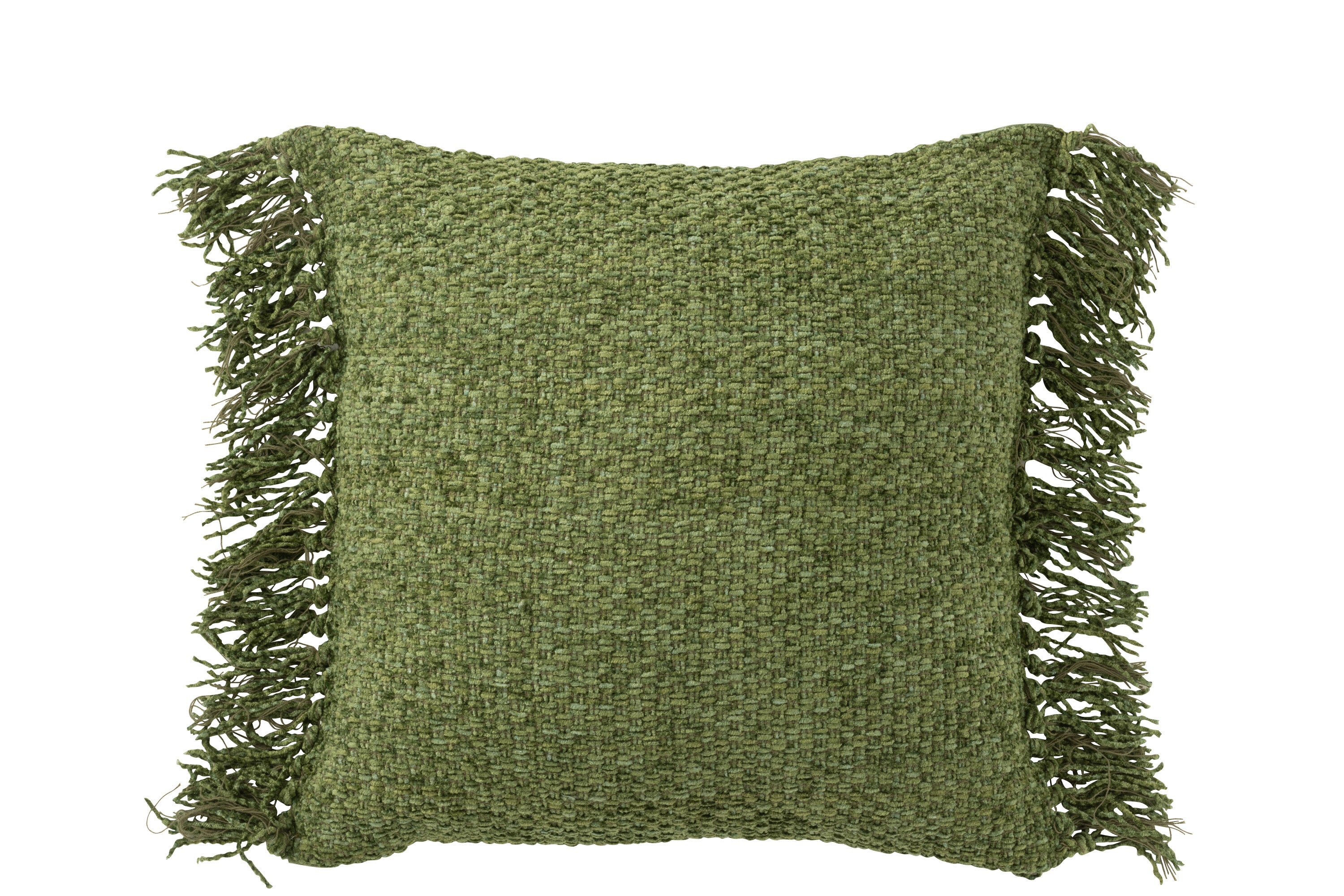 Coussin "Tromso" tissé franges vert