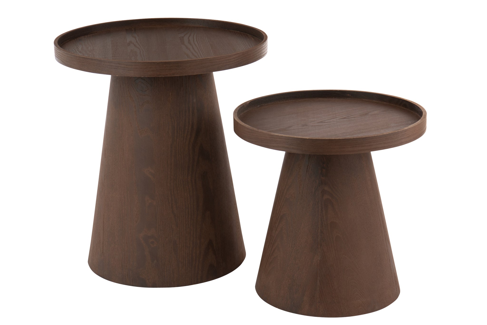 Set de 2 tables d’appoint rondes "Oamaru" - Bois Foncé, Design Intemporel | J-Line