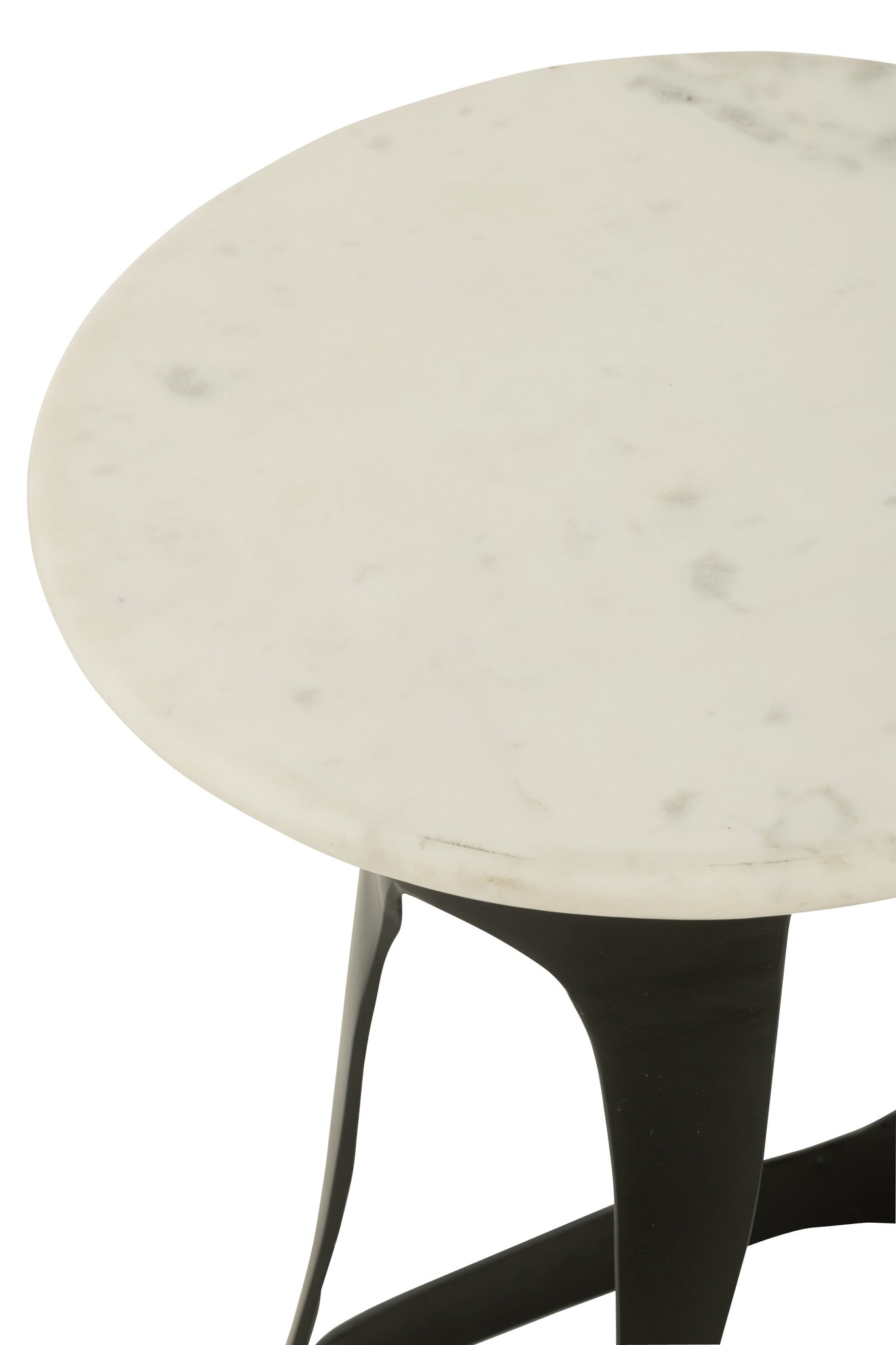 Table d’appoint "Carla" grande - Pierre Naturelle Blanche, Piètement Aluminium Sculptural | J-Line