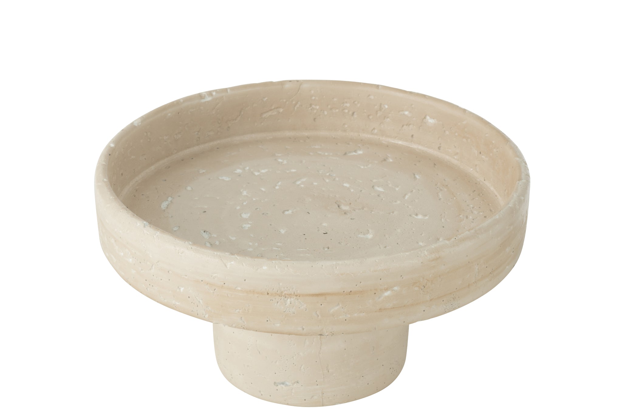 Plateau piédestal décoratif “Oline” – Travertin naturel, Design sculptural | J-Line