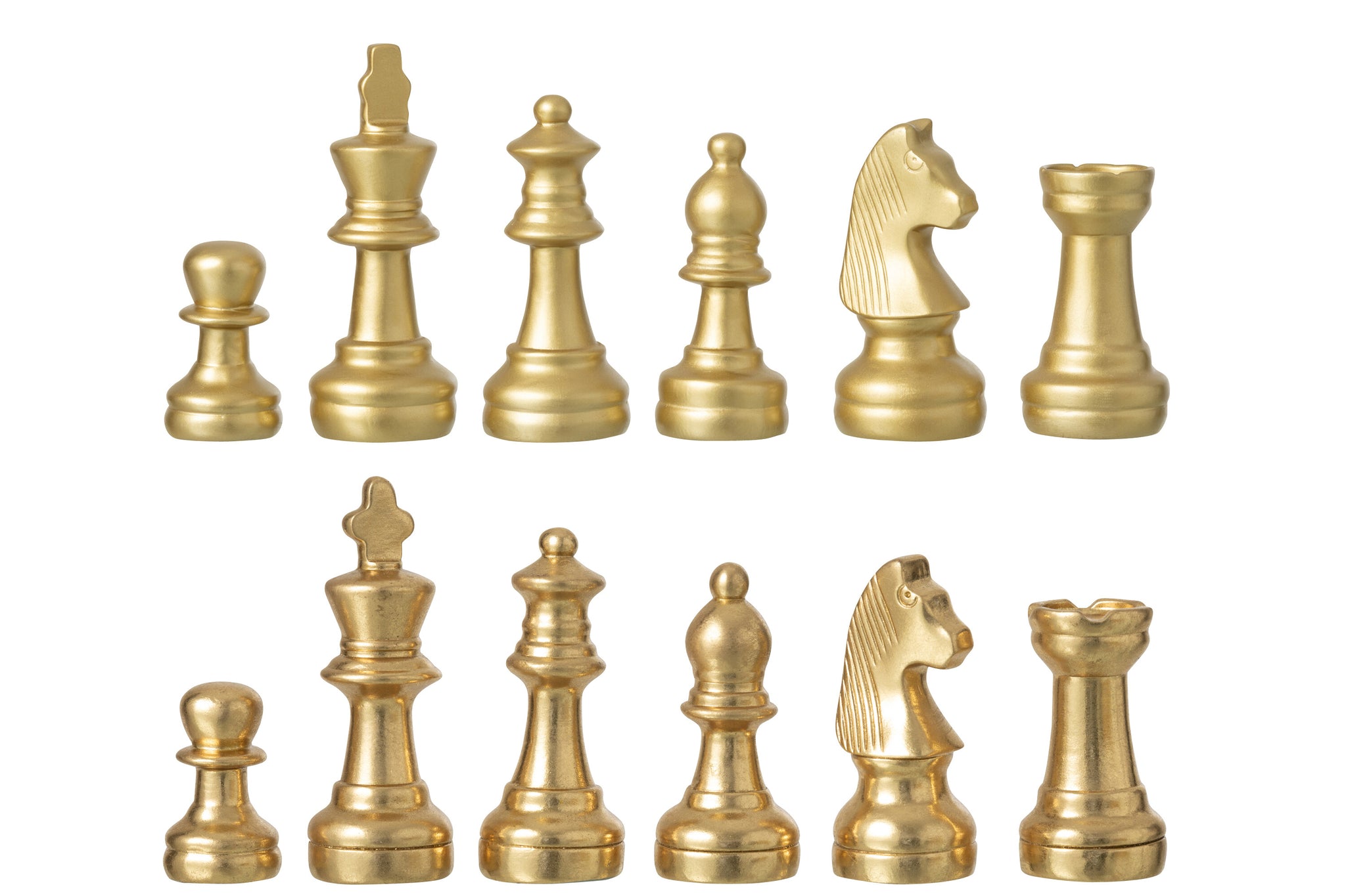 Jeu d’échecs design en polyrésine dorée – Plateau décoratif luxe, pièce sculpturale | J-Line